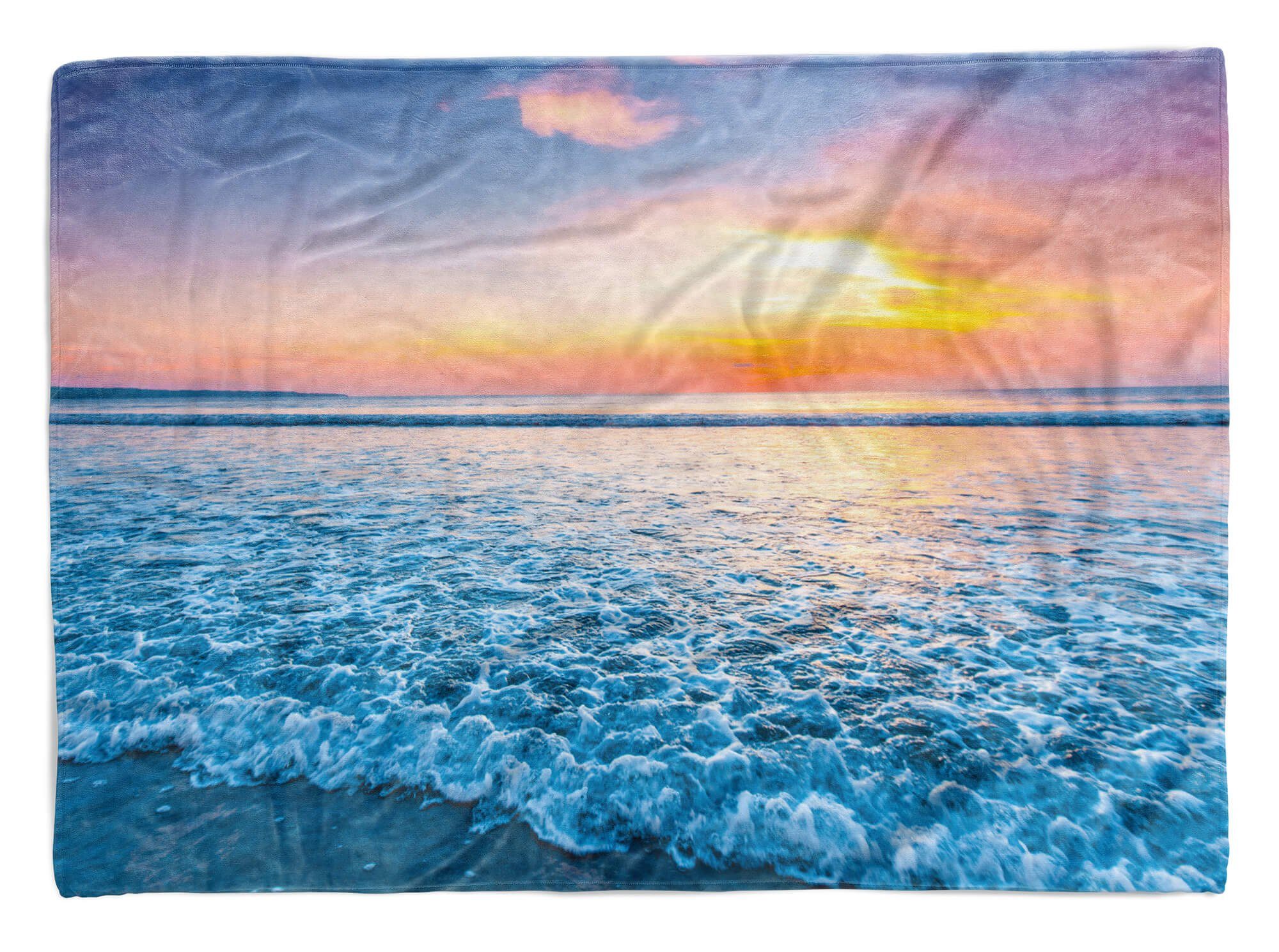 (1-St), Art mit Saunatuch Fotomotiv Horizont Abendröte, Baumwolle-Polyester-Mix Handtuch Handtuch Handtücher Kuscheldecke Sinus Strandhandtuch