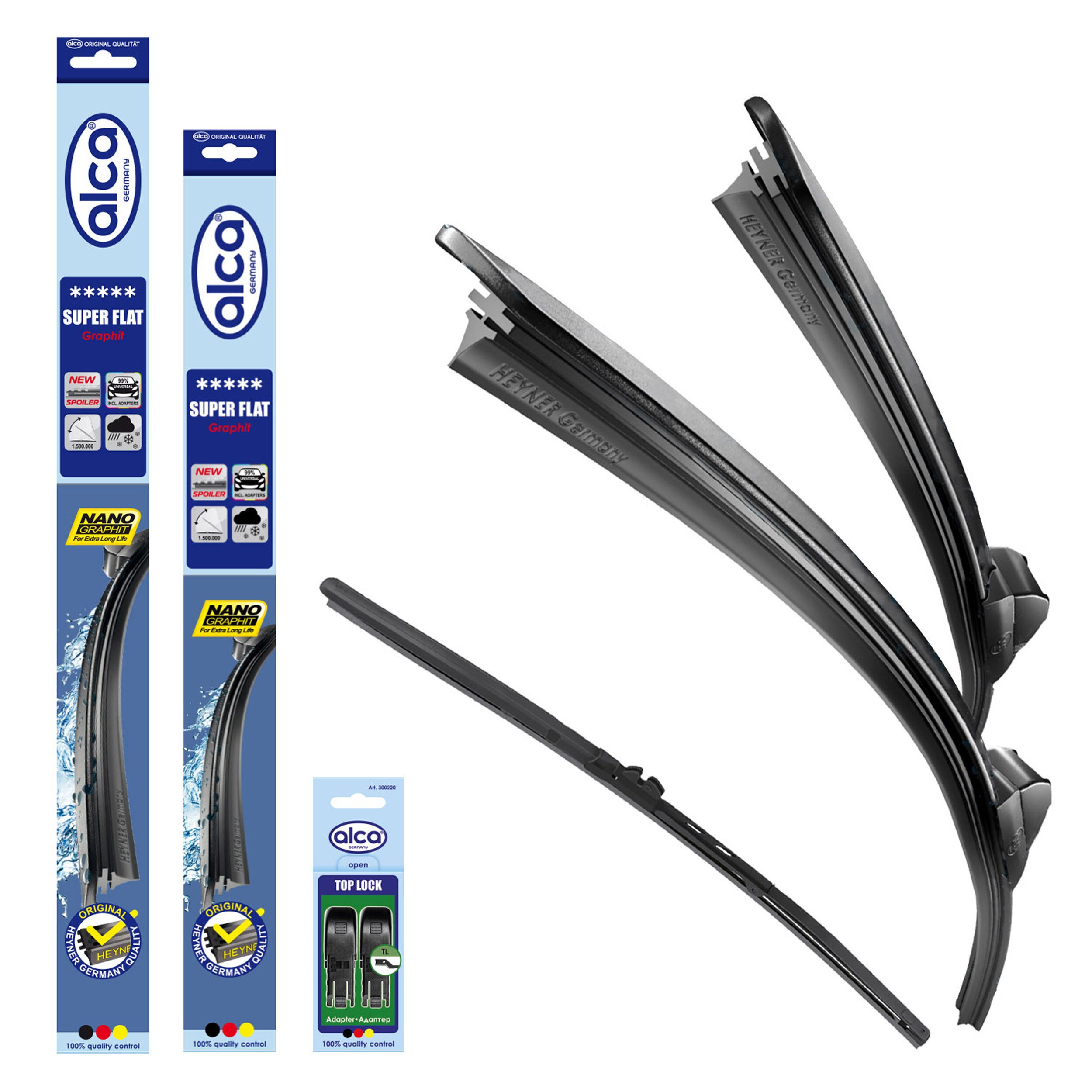 alca Scheibenwischblätter passend für FORD PUMA, 09.2019 - 02.2026, Front- und Heckscheibe, (Packung, 3-St., Scheibenwischer mit Heckwischer), mit Nano Graphit Beschichtung