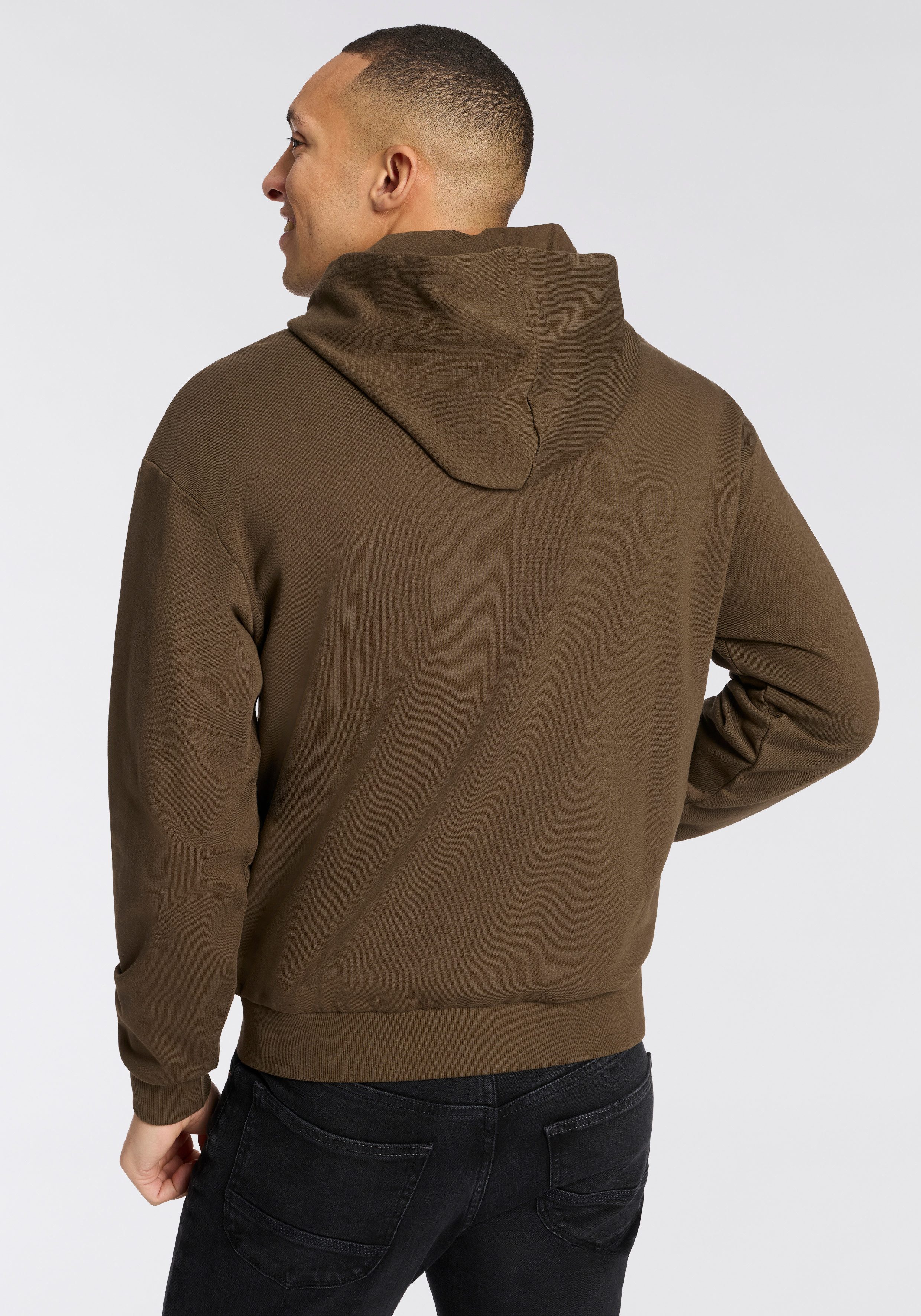 HUGO Blue Kapuzensweatjacke Nadarasi mit Logo-Badge