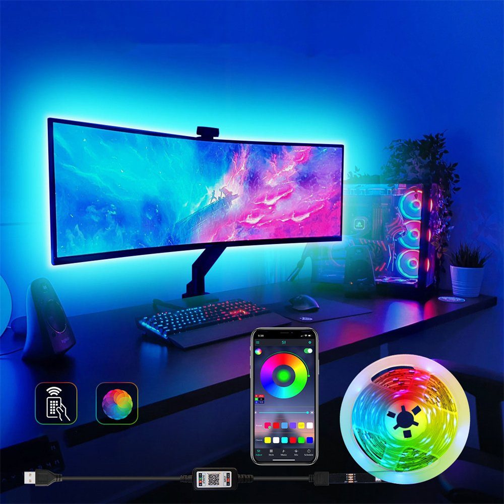 Oneid LED Stripe USB Led Beleuchtung Hintergrundbeleuchtung Fernseher für  56-75 Zoll TV