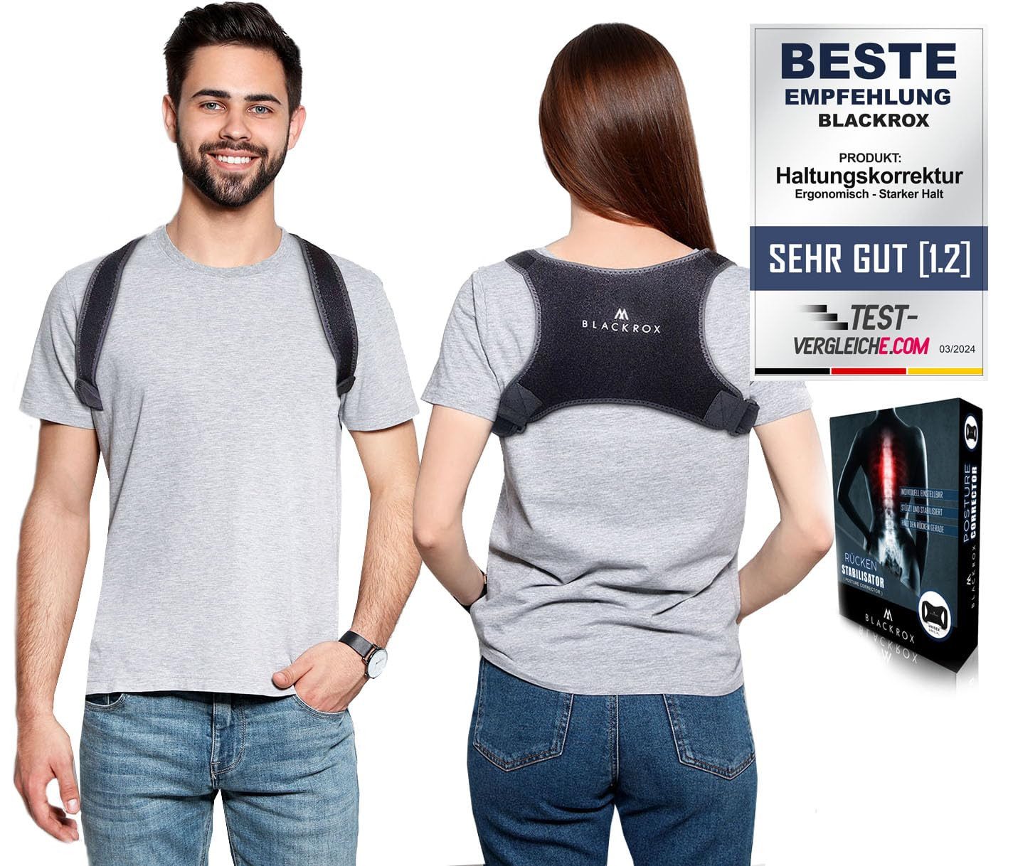 BLACKROX Rückenstabilisator [Vergleichsieger 2025], Damen & Herren, Rückenstütze