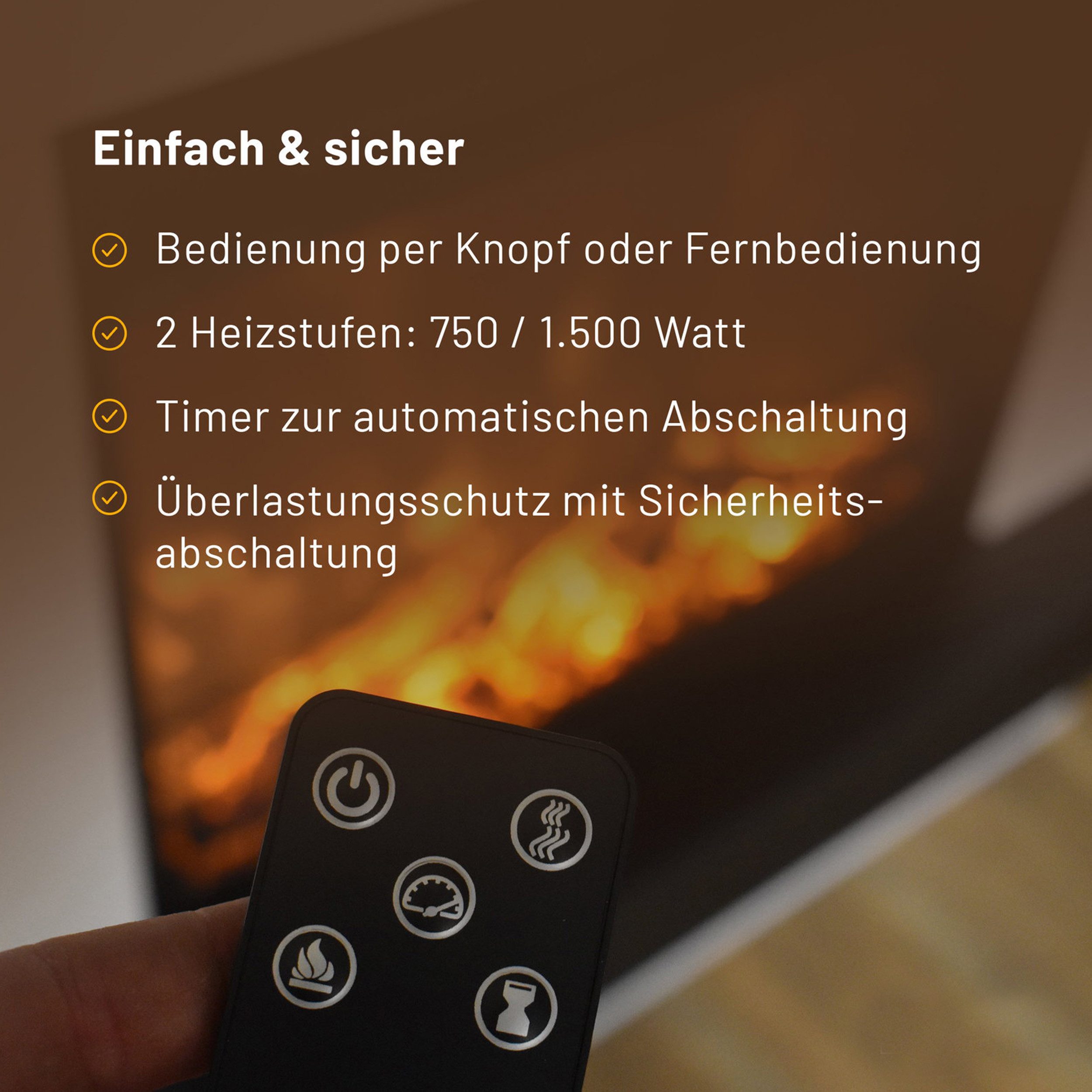 GF Core Elektrokamin PANDORA LED Kamin mit Heizung, Standkamin, Elektrischer Kamin mit 3-fach Farbwechsler und Knisterfunktion – Bild 5 von 5