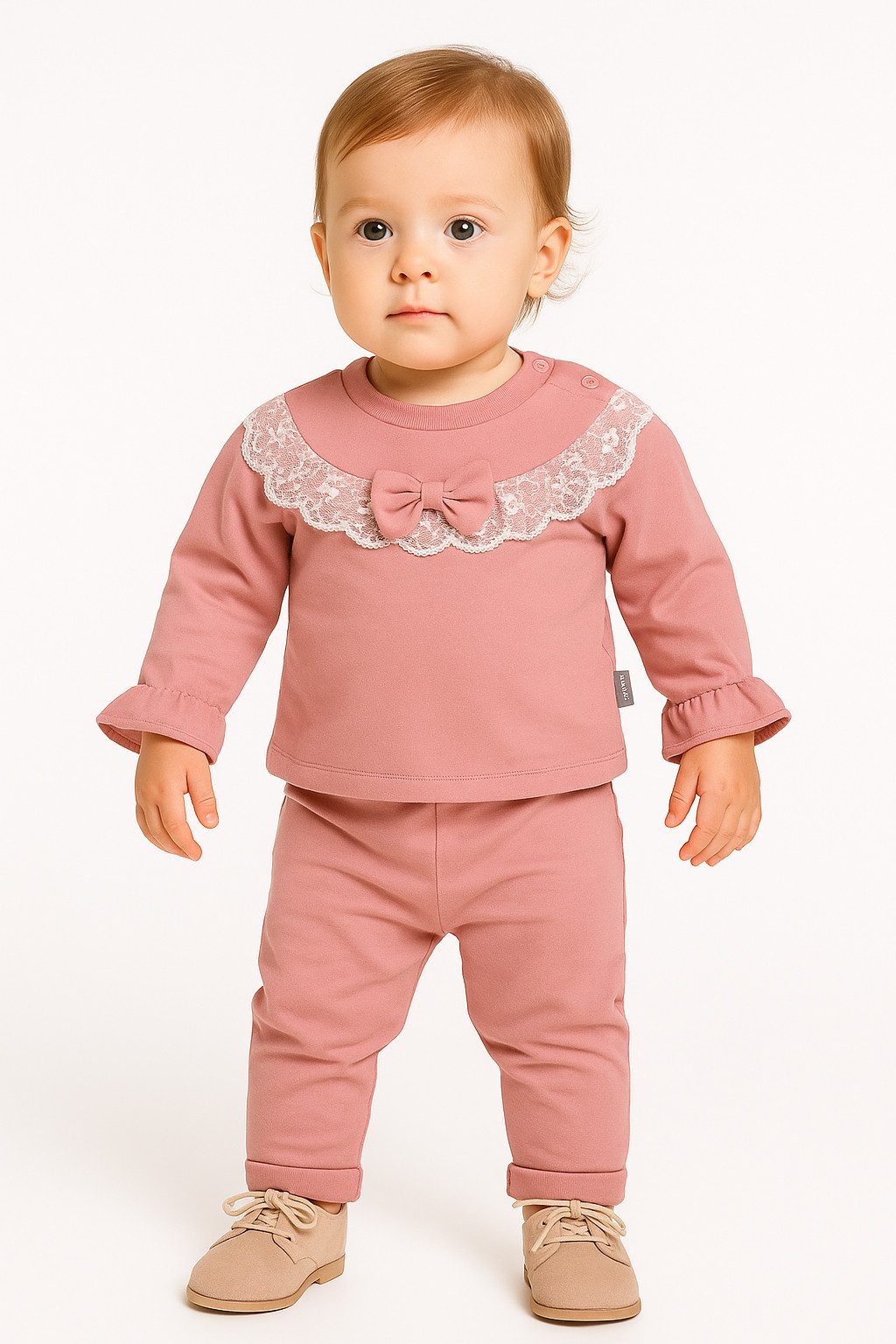 Neugeborenen-Geschenkset Mädchen Outfit, 2er Set, Langarmshirt, Hose, Rosa, 100 % Baumwolle