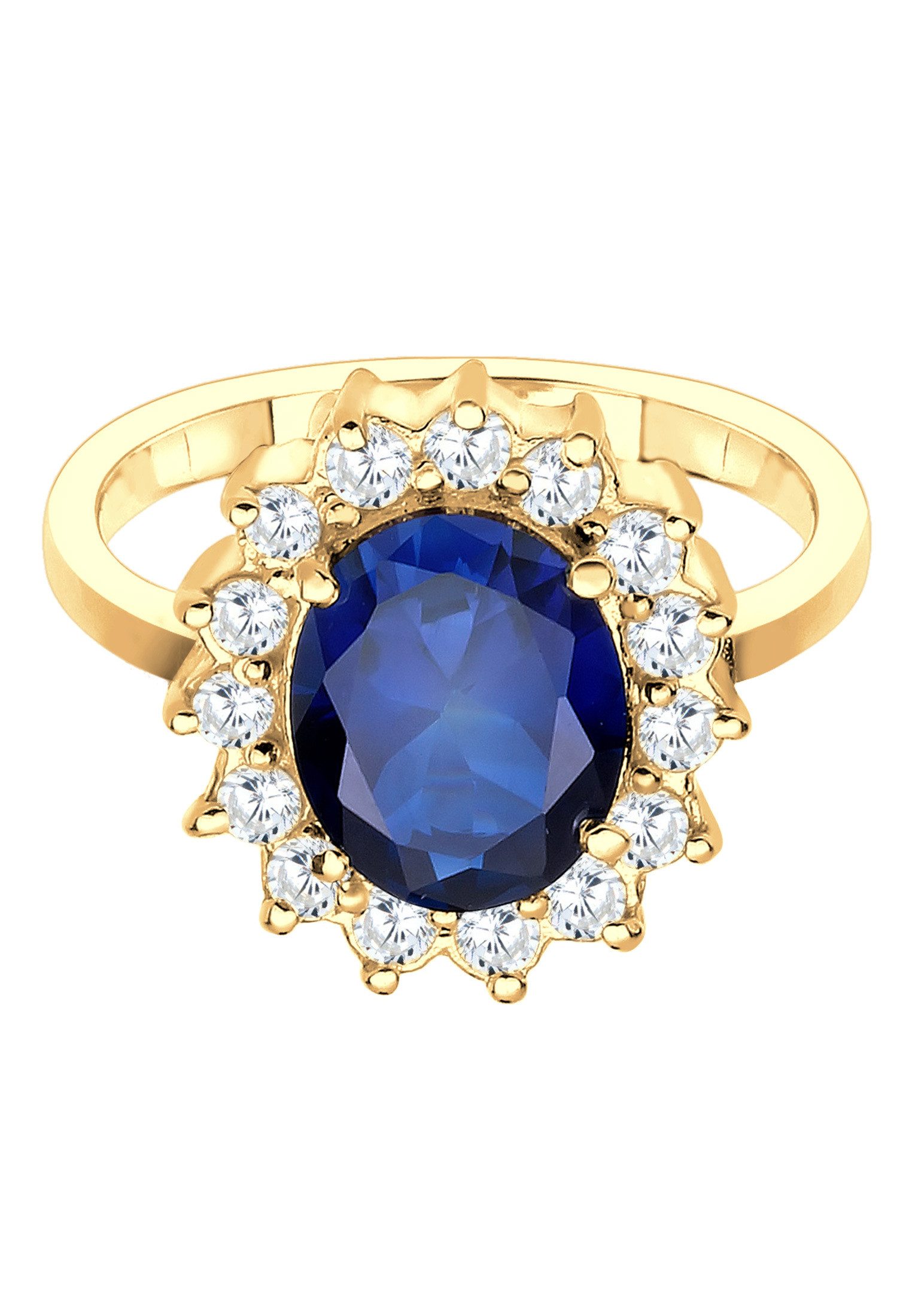 Elli Fingerring Cocktailring Zirkonia Synthetischer Saphir günstig online kaufen