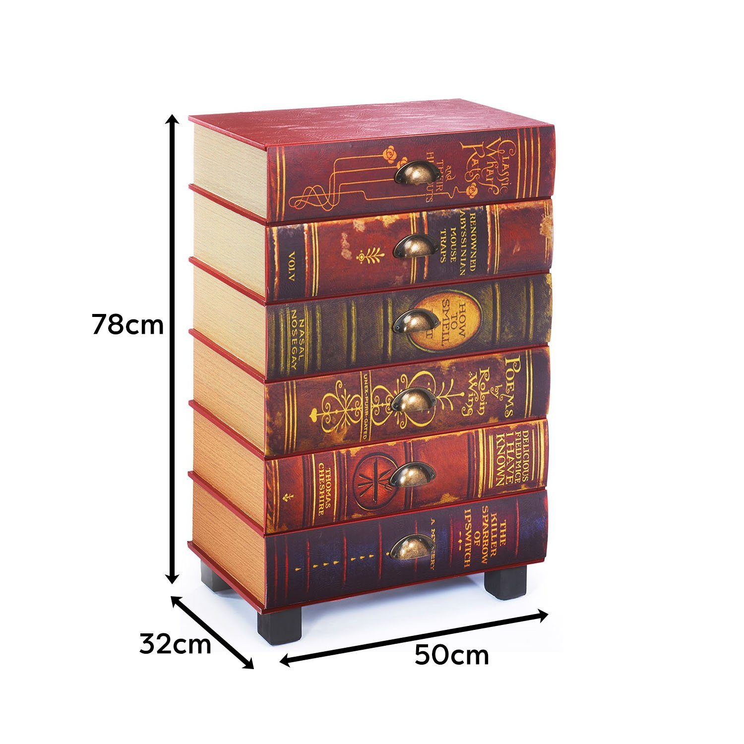 Kobolo Regal Kommode BOOKS aus MDF mit bedrucktem PU überzogen