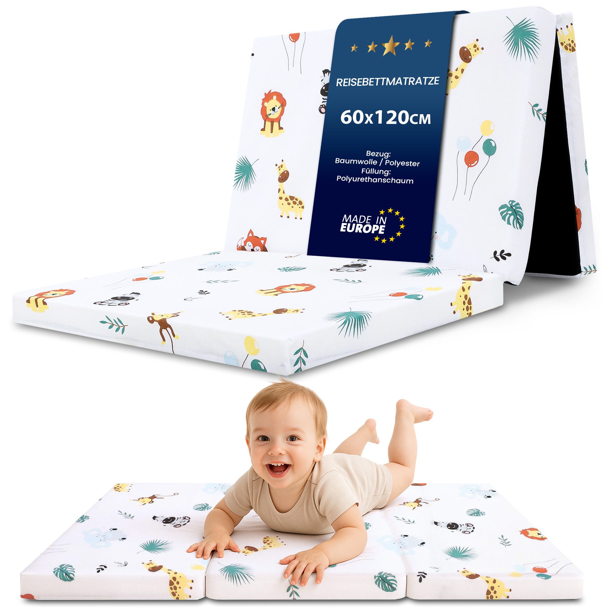 Babymatratze Klappmatratze Faltbare Reisebett Baby Matratze 60x120 cm, Totsy Baby
