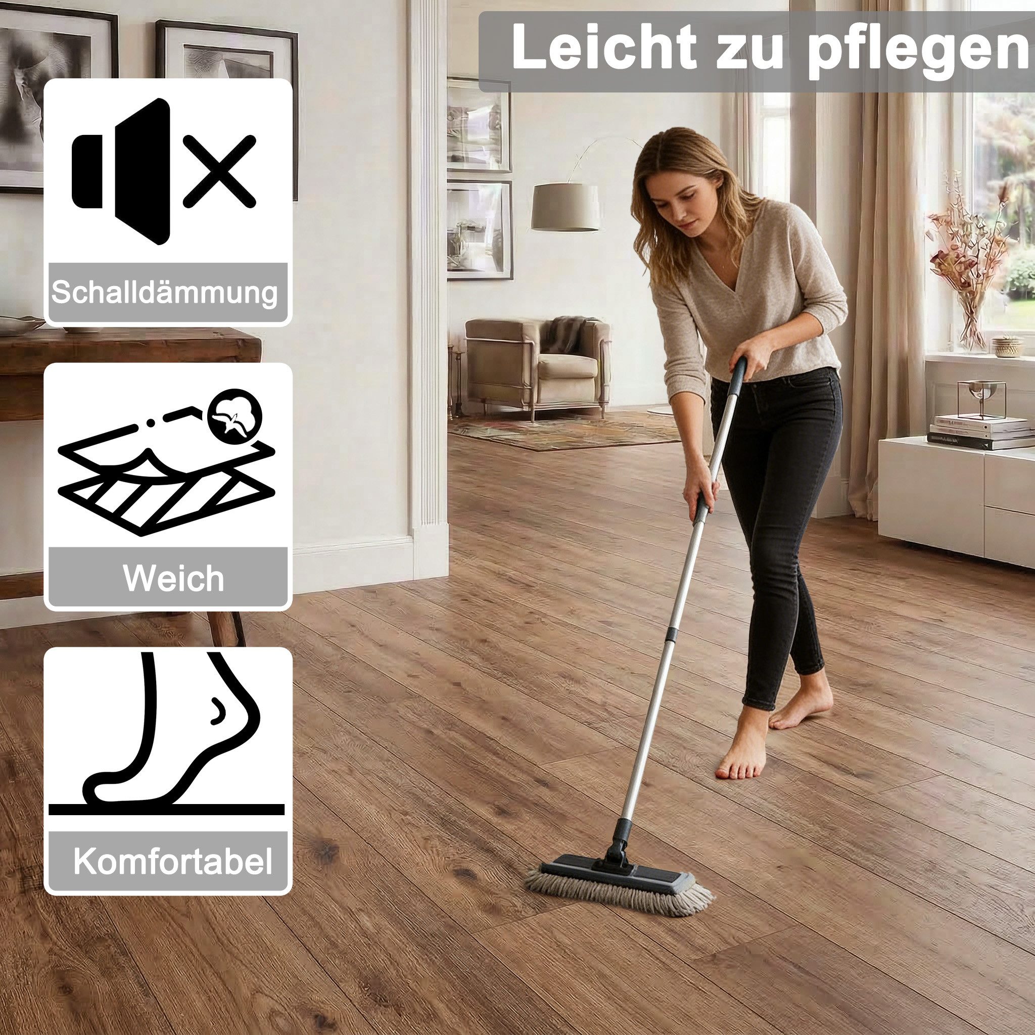 FIVMEN Vinylboden PVC Bodenbelag Selbstklebend, Holzmaserung Dielen, Bodenfliesen, 18/36 Stück, 2.51/5.2 m² Schneidbar Fliesen für Schlafzimmer, Küche – Bild 3 von 5