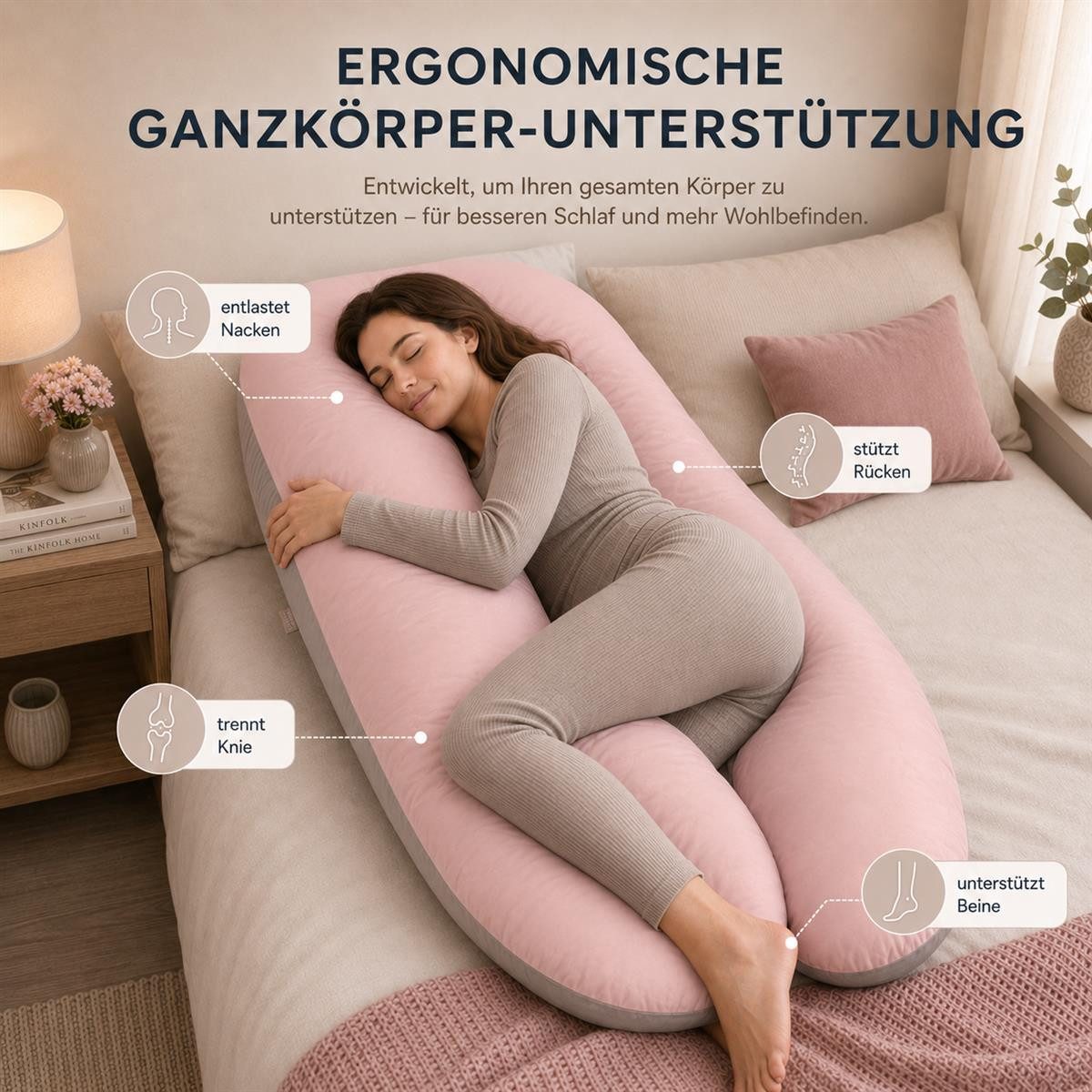 SEI Design Seitenschläferkissen Schwangerschaftskissen U-Form Seitenschläferkissen Komfortkissen XXL, Schwangerschaftskissen mit Bezug, 1-tlg., Schwangerschaftskissen mit Bezug, Mikrofaser mit 2 Reißverschlüssen