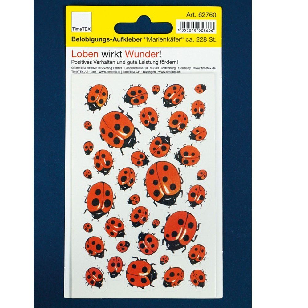 TimeTEX Sticker Belobigungs-Aufkleber "Marienkäfer", 228 Stück, (228-tlg)