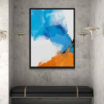 DOTCOMCANVAS® Leinwandbild Dialogue of wise men, Leinwandbild blau weiß orange moderne abstrakte Kunst Druck Wandbild