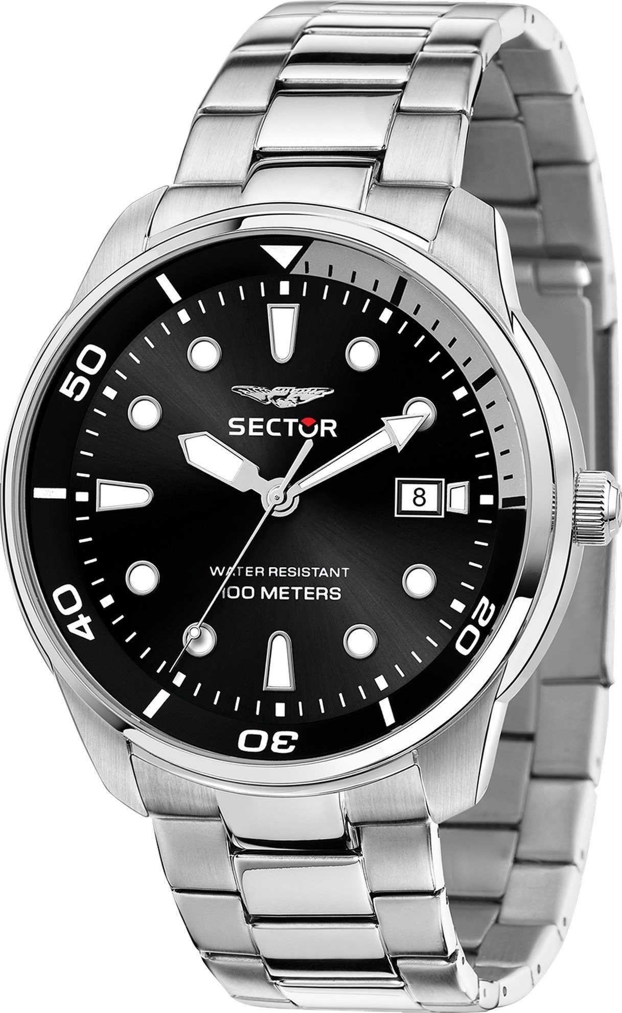 Sector Herren Quarzuhr 45,5x50,5mm), groß Sector Armbanduhr extra Armbanduhr eckig, (ca. Analog, Edelstahlarmban Herren