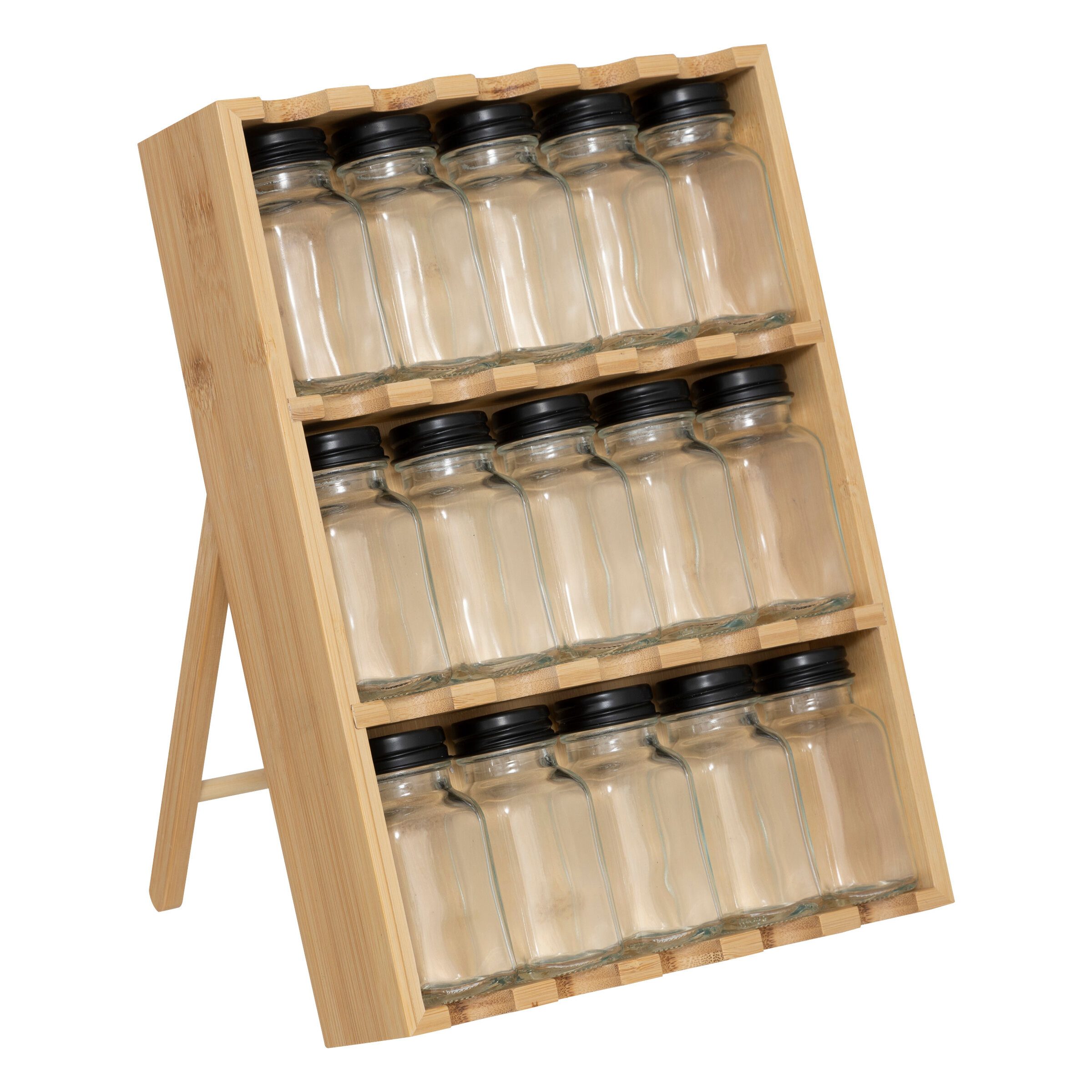 5five Simply Smart Vorratsglas Gewürzorganizer für Schublade oder Arbeitsplatte, 15 Gläser, Bambus, (einzeln, einzeln)