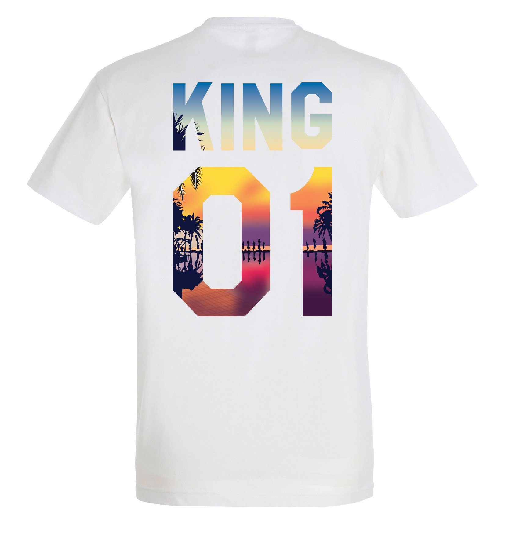 QUEEN T-Shirt KING T-Shirt mit für Weiß Paare Couples Shop Print & / modischem KING