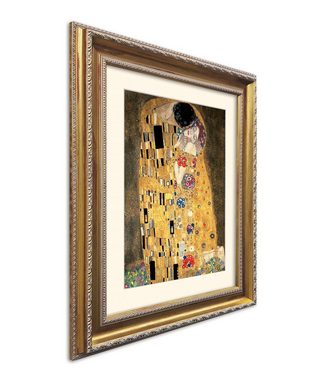 artissimo Bild mit Rahmen Klimt Bild mit Barock-Rahmen / Poster gerahmt 63x53cm / Wandbild, Gustav Klimt: Der Kuss Detail