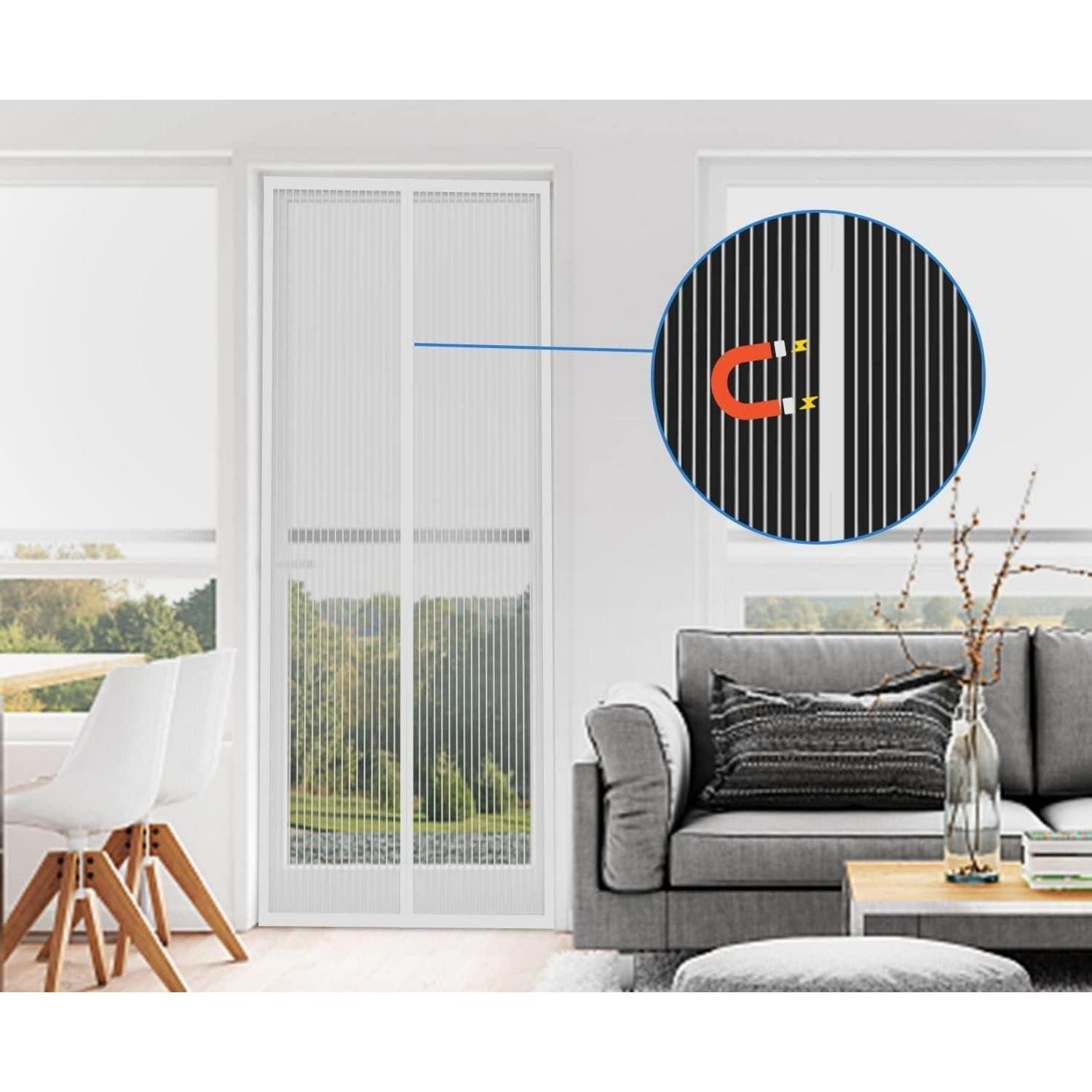 LuxusKollektion Schädlingsschutznetz Fliegengitter Tür Magnetvorhang Insektenschutz ohne Weiß 80x200cm