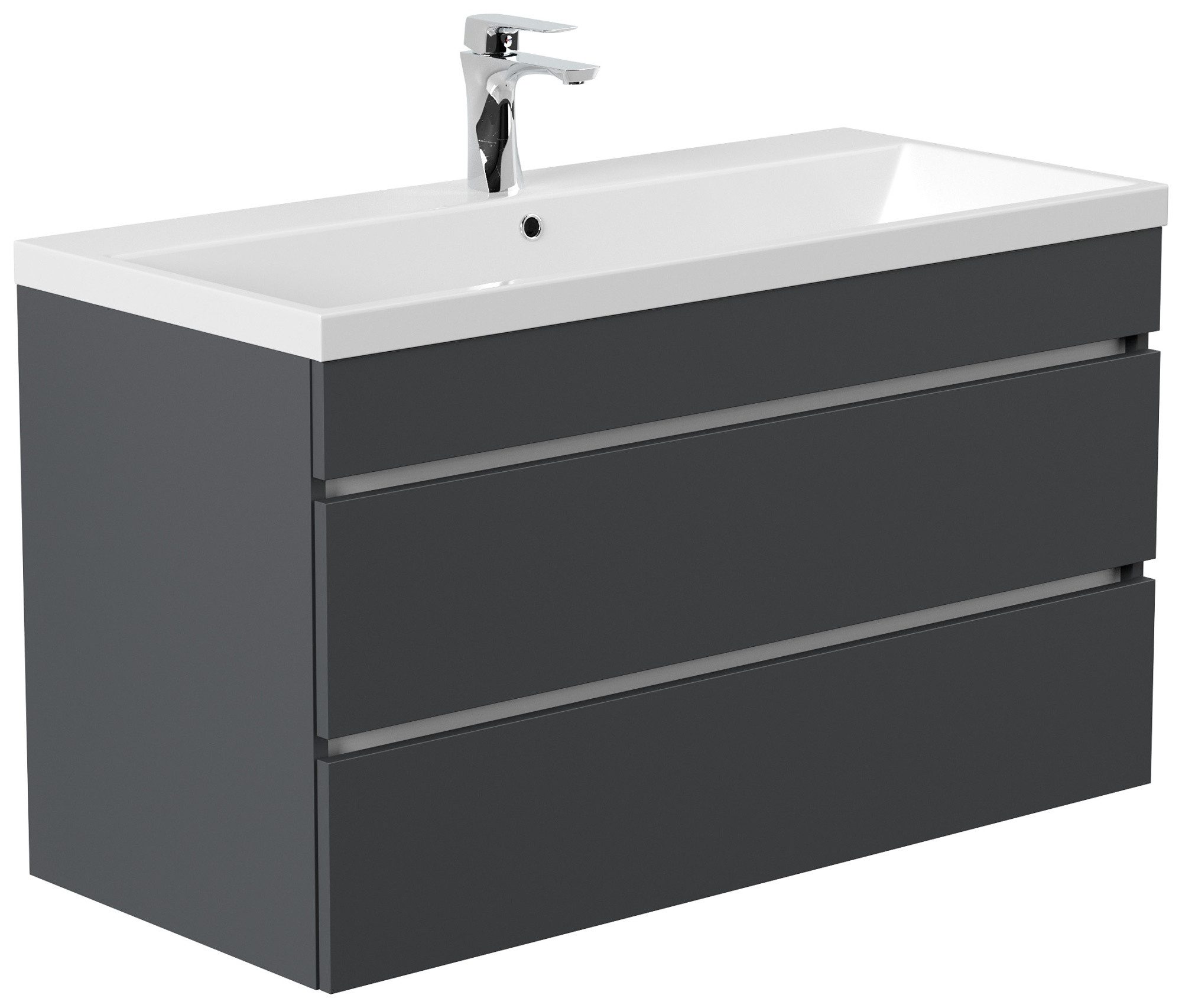 Magnolia Home Hängeschrank Badmöbel Via 100 SoftClose grafit mit grifflosen Schubladen