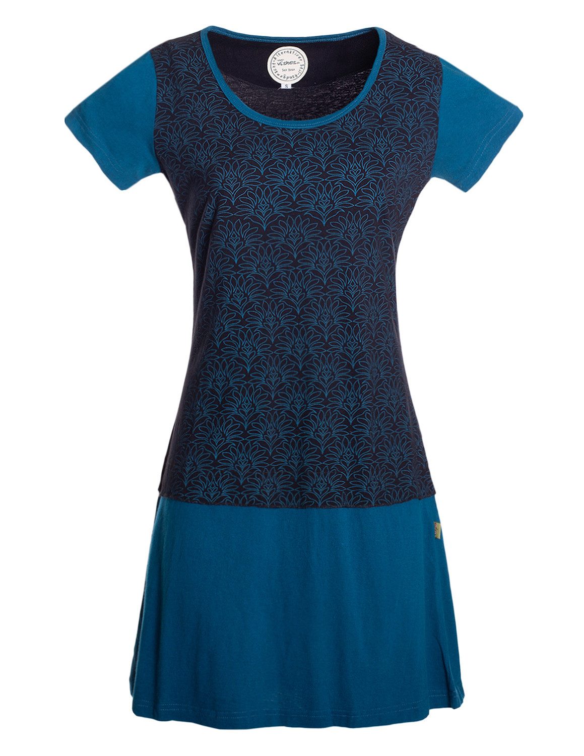 Vishes Jerseykleid Kurzarmkleid Damen Bedruckt Zweifarbig Abgesetzt Jersey Alternative Mode, Boho, Hippie, Ethno, Festival