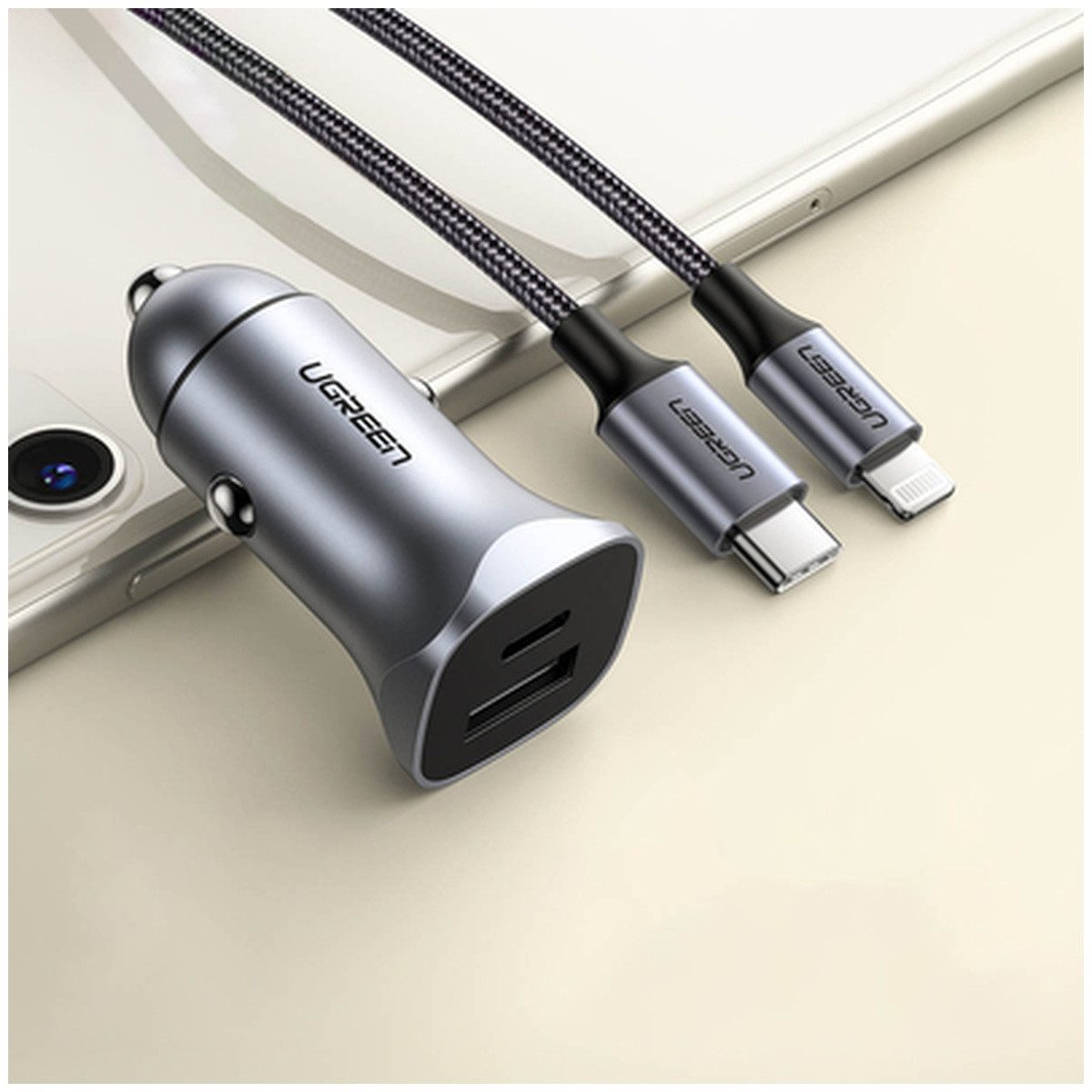 UGREEN Ugreen CD130 USB-A USB-C 30 W AutoLadegerät Smartphone-Ladegerät