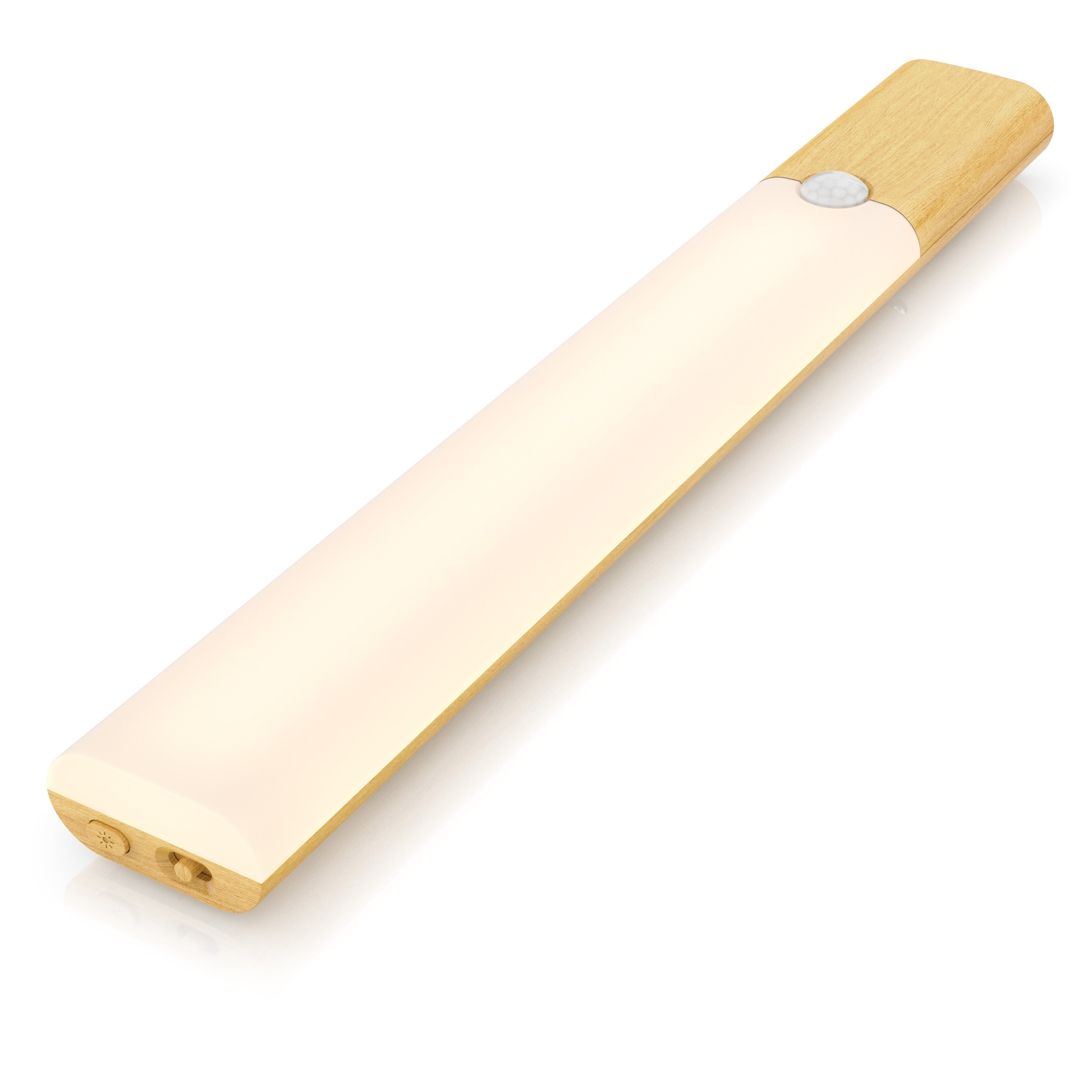 BEARWARE Unterschrankleuchte Schranklicht mit Bewegungsmelder, Akku, 3 Farbtemperaturen, dimmbar, stufenlos dimmbar; Memory-Funktion; 3 Lichtfarben, LED fest verbaut, warmweiß, Neutralweiß, Kaltweiß, 1000 mAh, USB-C, Magnetbefestigung, PIR 120°, 4 m, 20 s Timer, 25,5 cm