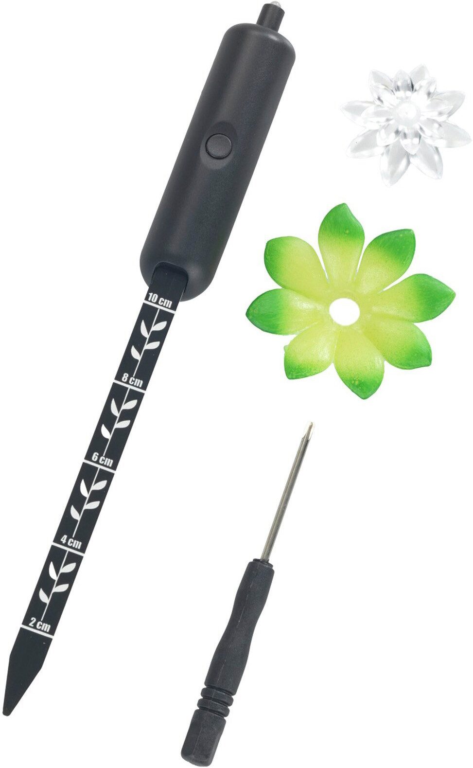 Maximex Pflanzenlampe Modell Pflanzen-Alarm, Ein-/Ausschalter, LED fest integriert, Farbwechsler, LED Boden-Feuchtigkeitsmesser für Pflanzen mit Ampelsystem