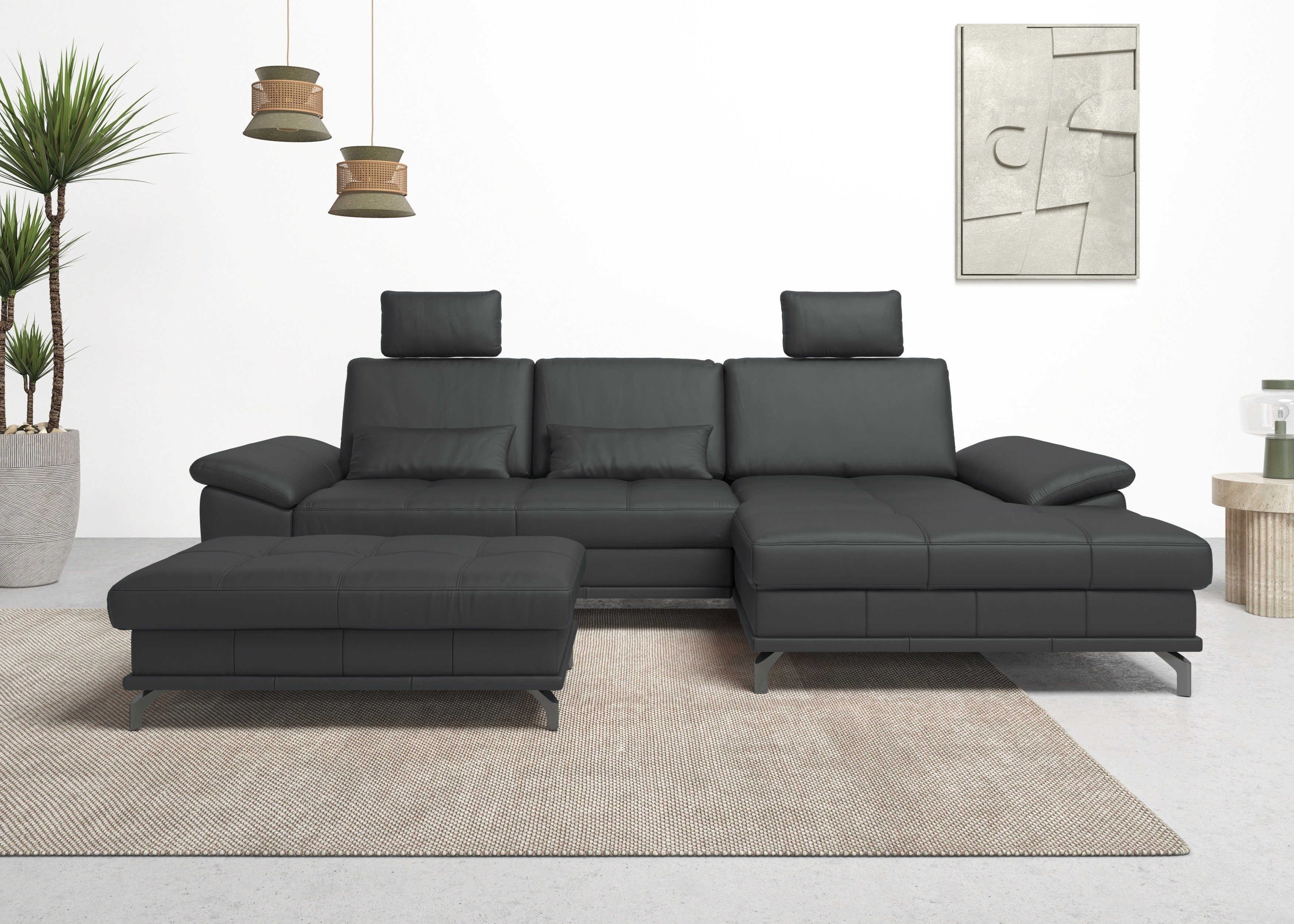 OTTO home Ecksofa Costello L-Form, B: 301 cm mit Sitztiefen-, Armteilverstellung &, 3 Nierenkissen, optional Bettfunktion & Bettkasten