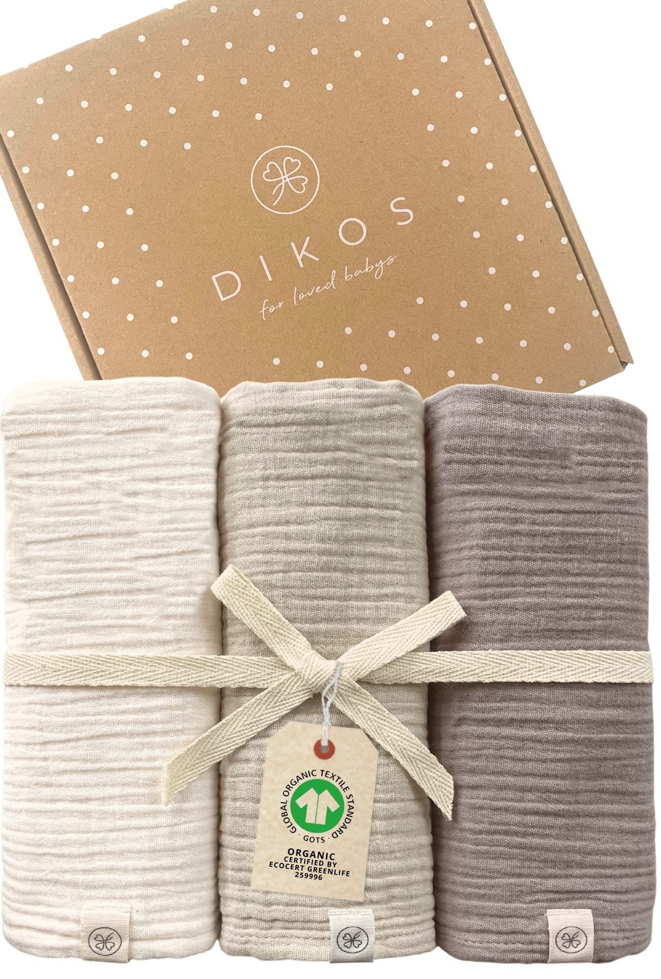 Babydecke Mulltücher 3er-SET gekreppt, Spucktuch 64x64 100% GOTS BIO-Baumwo günstig online kaufen