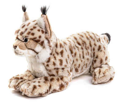 Uni-Toys Kuscheltier Luchs - Mit/Ohne Geschirr - 46 cm (Довжина) - Plüsch-Katze - Plüschtier, zu 100 % recyceltes Füllmaterial