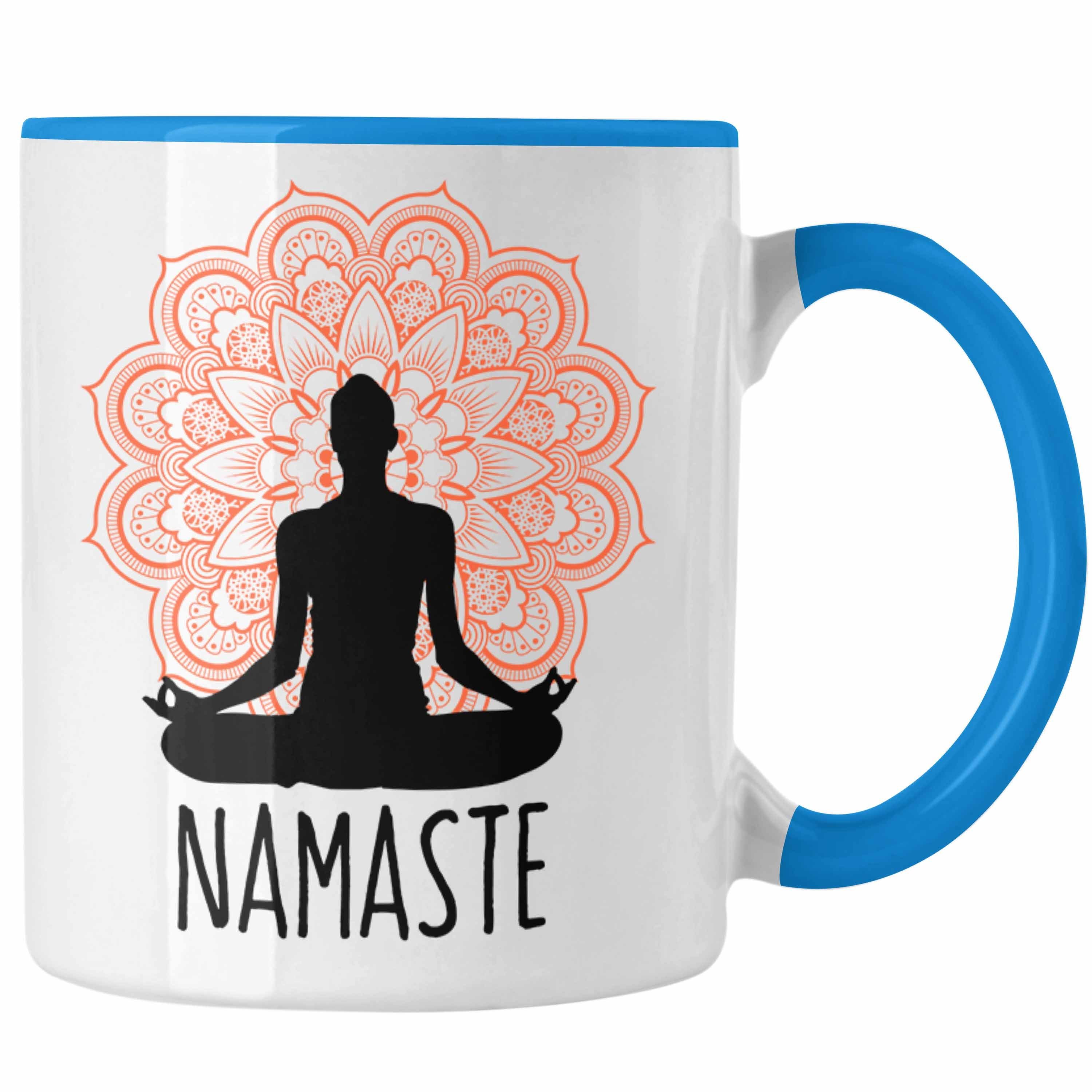 Trendation Tasse Meditations-Tasse Inspirierendes Geschenk für Meditationliebhaber Nama Blau