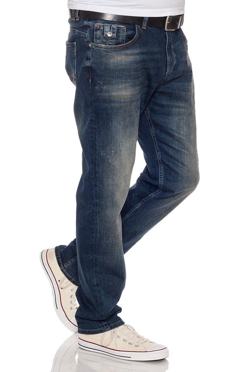 Straight-Jeans Slim Look of Miracle dezenter Ricardo Abbaretz Blue Denim Used M.O.D