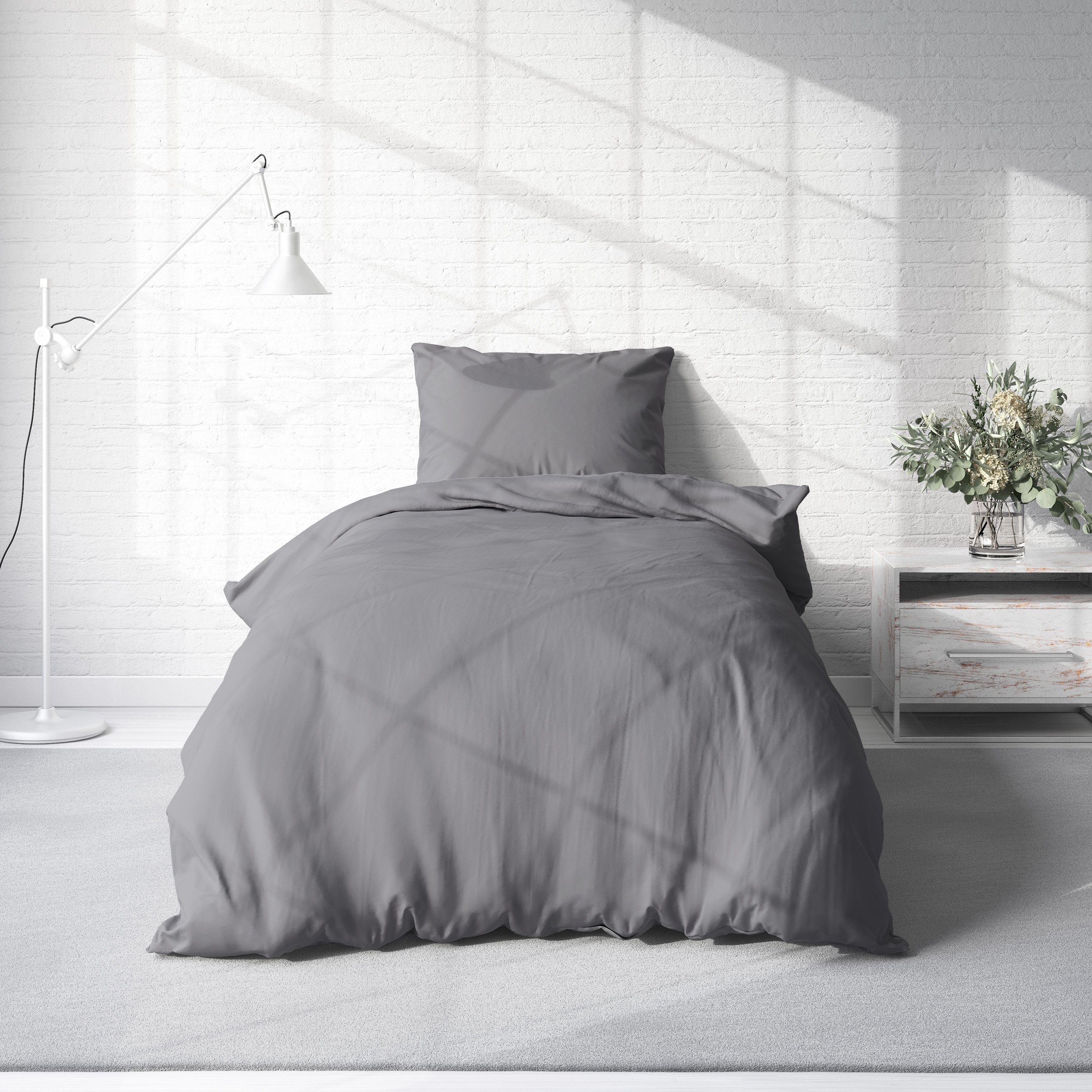 One Home Bettwäsche Unifarben Einfarbig, Renforcé, 2 teilig, Baumwolle mit günstig online kaufen