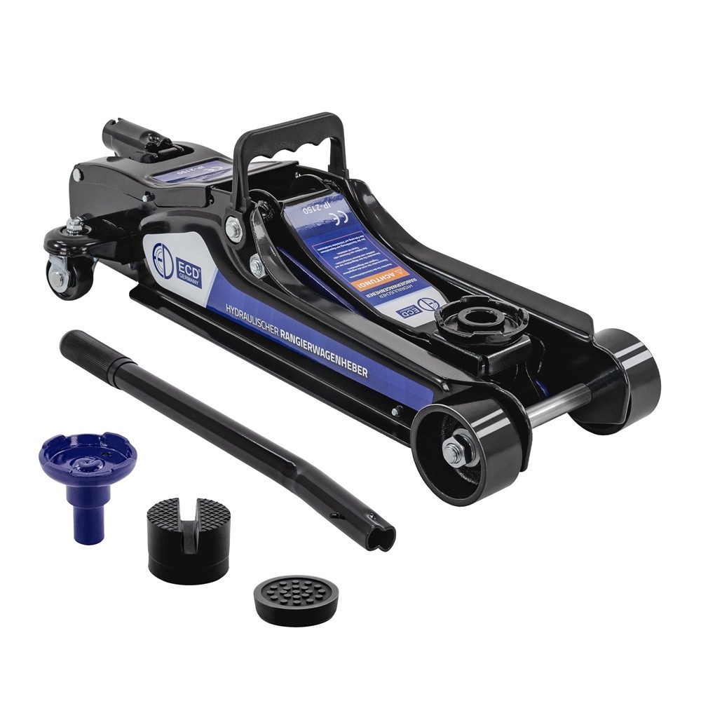 ECD Germany Unterstellbock Autoheber mit 2 Gummiauflagen PKW Rangierwagenheber für Haus Werkstatt, 2500 kg max. Belastbarkeit, (1-St), Wagenheber hydraulisch 360° rollen Flache Hubhöhe 80-360mm SUV-Adapter