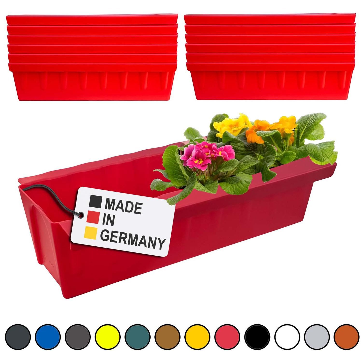 BURI Blumenkasten Europaletten Blumenkasten Rot 12er-Set zum Anhängen Pflanzkasten