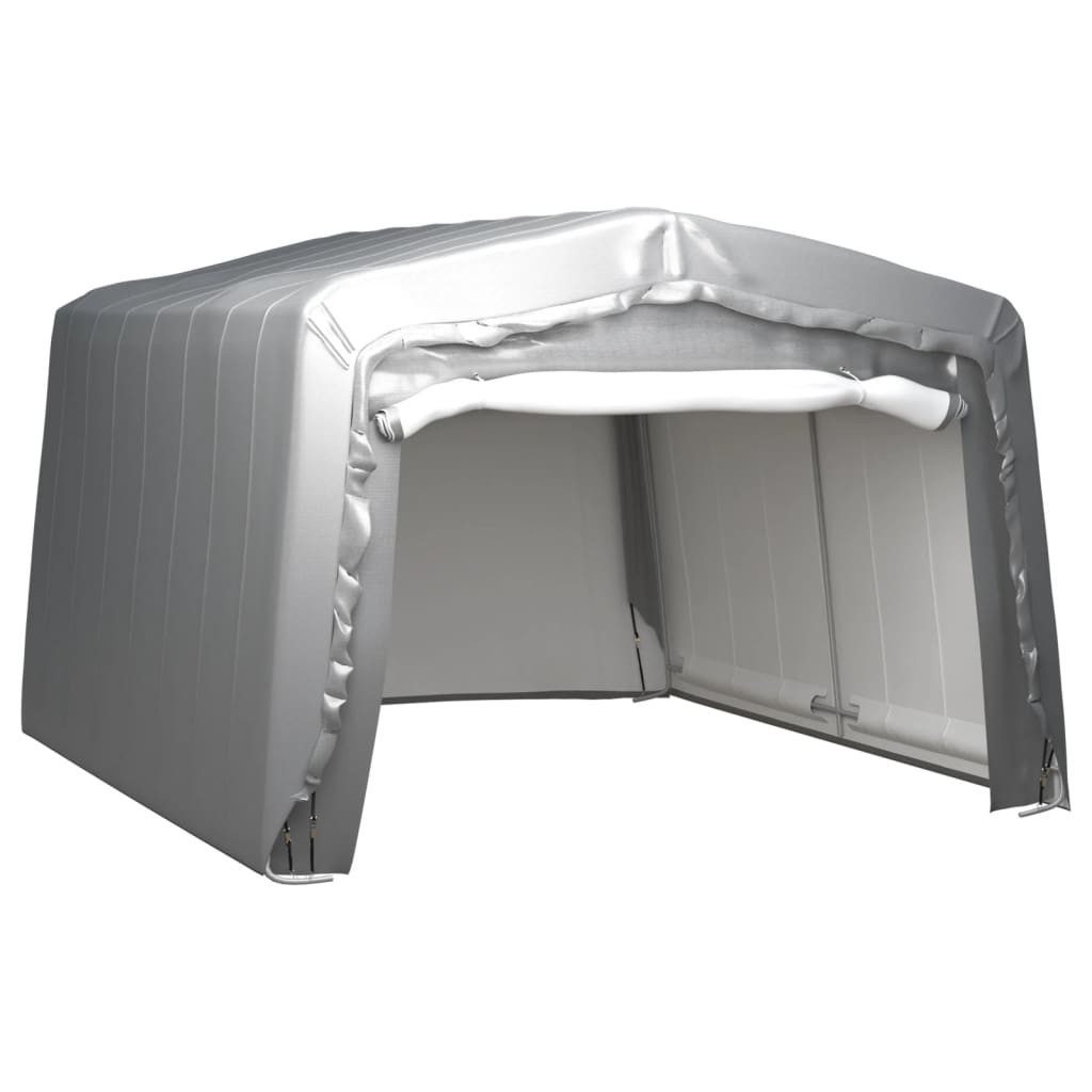Garten-Geräteschrank 370 x 370 cm Lagerzelt 370x370 cm Stahl Grau