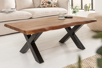 riess-ambiente Couchtisch MAMMUT 110cm braun / schwarz (Einzelartikel, 1-St), Wohnzimmer · Akazie-Massivholz · Baumkante · 3,5cm Platte · Metall