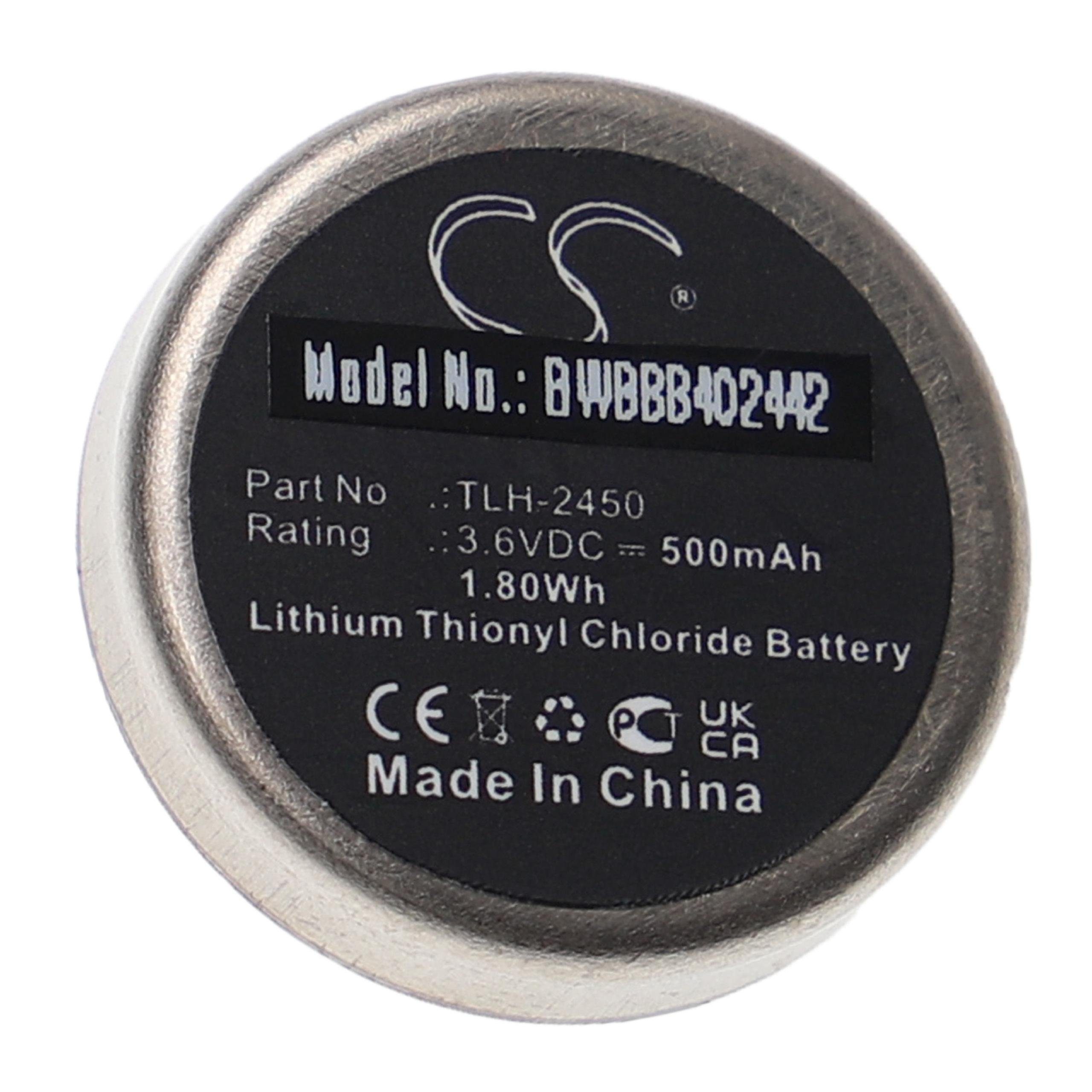 vhbw kompatibel mit Testo 184-T4 Akku Li-SOCl2 500 mAh (3,6 V)