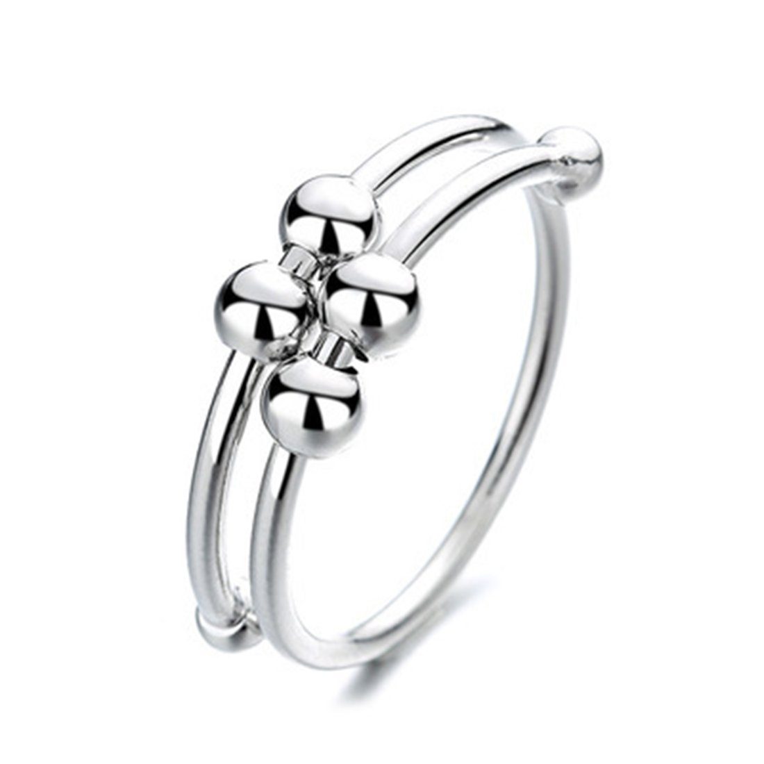 Haiaveng Fingerring Spinner Ringe mit Perlen Silber Anxiety Ring, Set Drehen Verstellbare Ring, Angst Ringe für Damen Männer