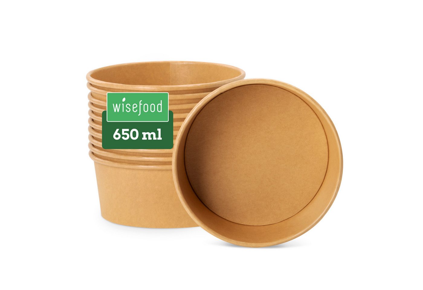 wisefood Einweggeschirr-Set 50-tlg., Bio-Take-Away-Schale, 650 ml, (50-tlg), Papier