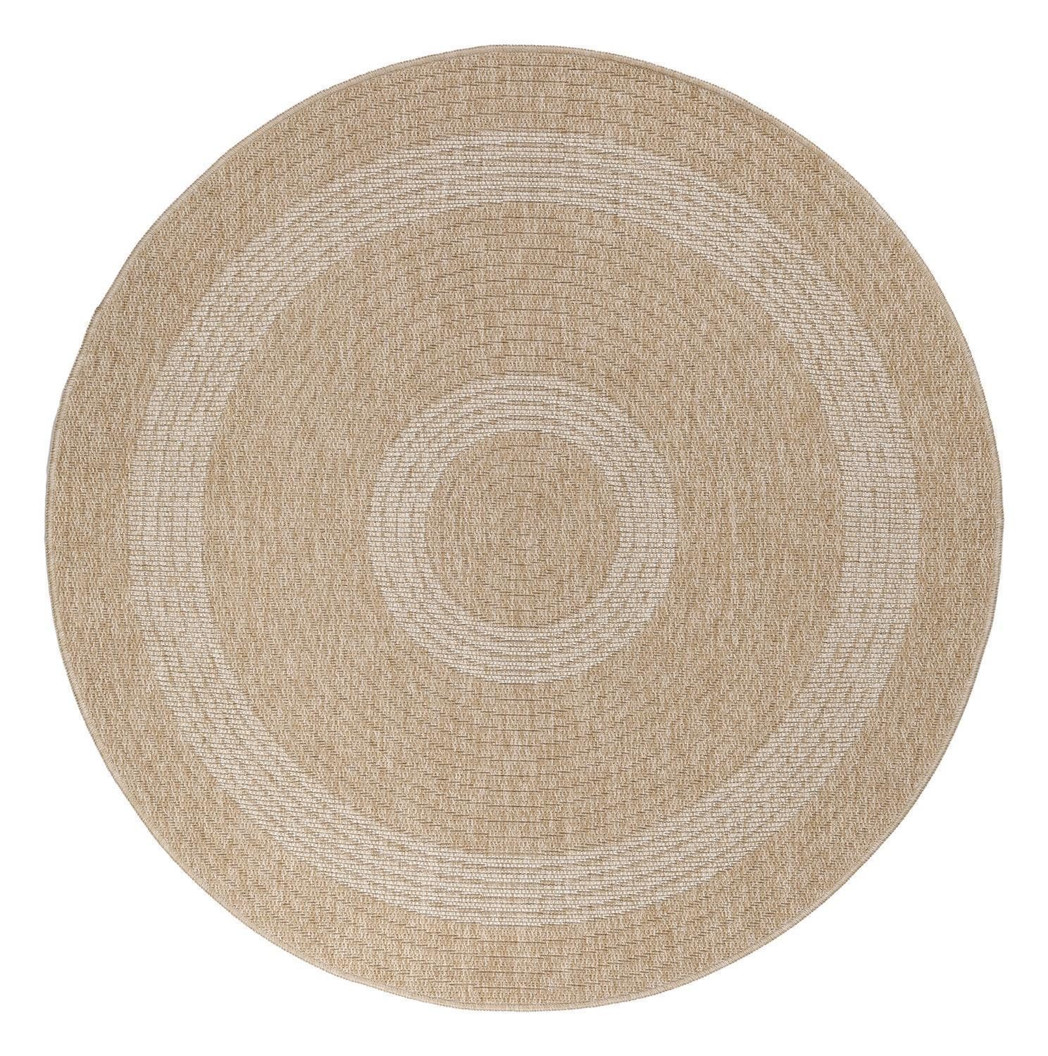 SchönesWohnen24 Outdoorteppich Rund COMILLA Beige