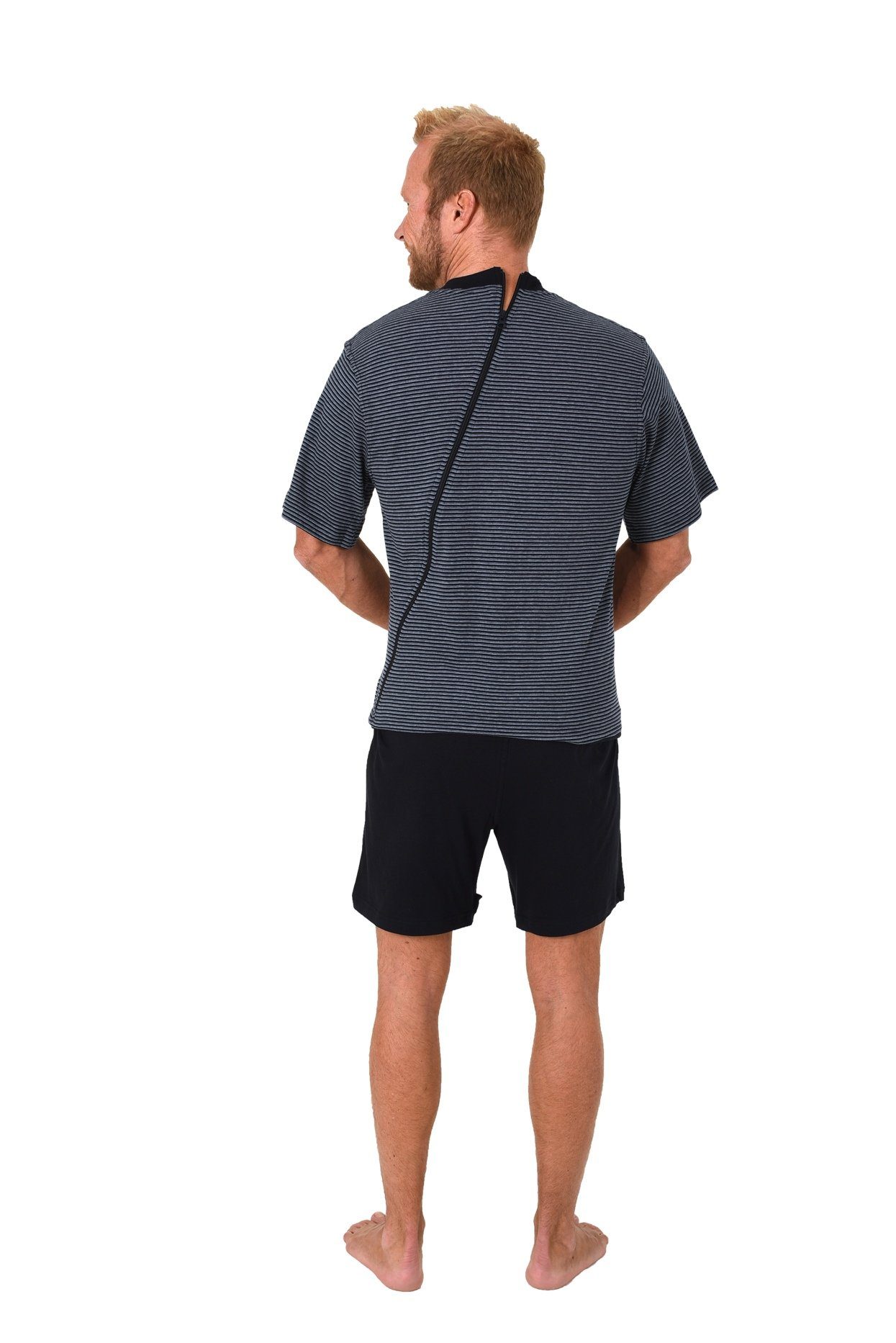 Normann Care Pyjama Herren Pflegeoverall kurzarm mit Reissverschluss am Rüc günstig online kaufen