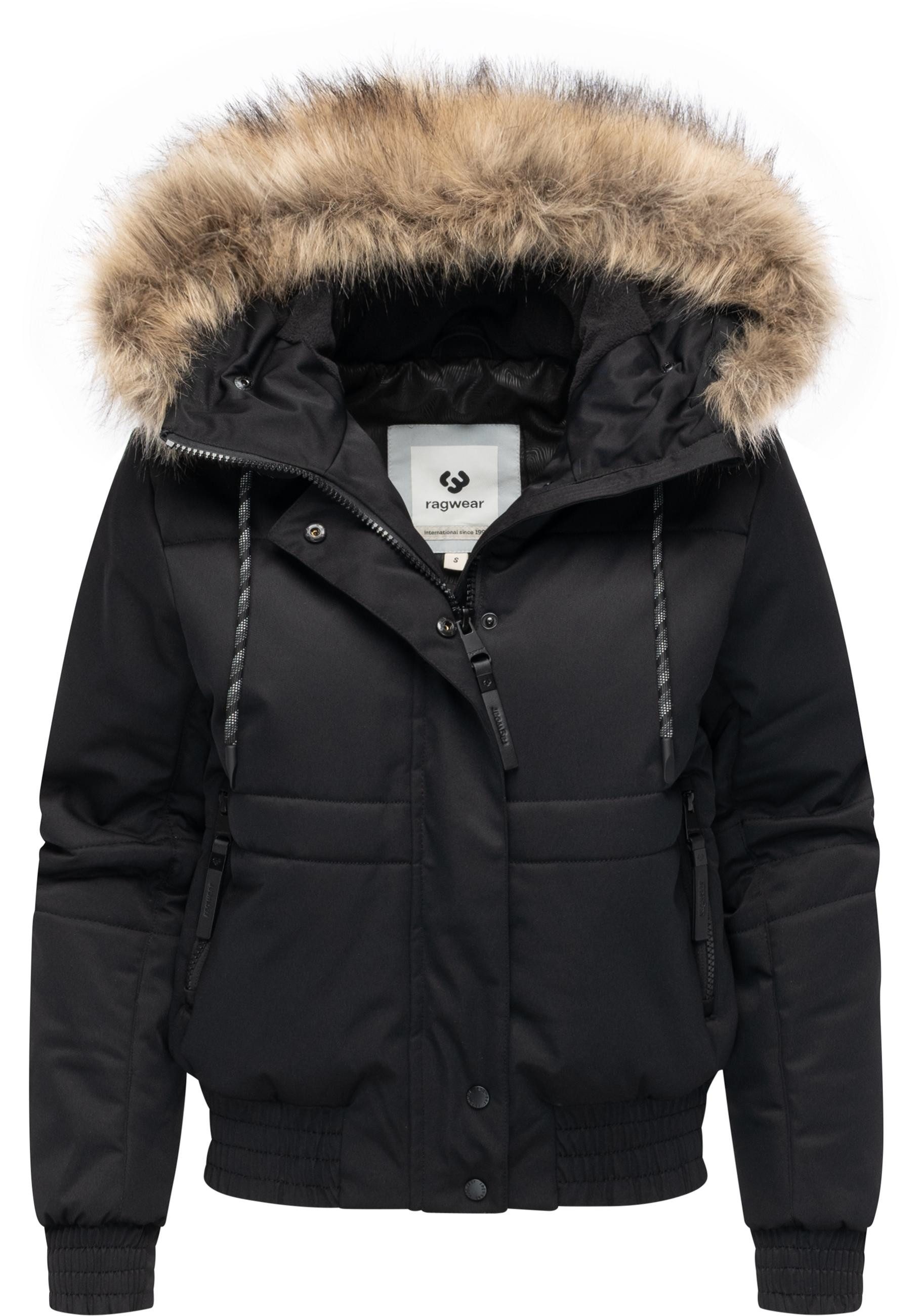 Ragwear Winterjacke Deluxia YOUMODO modische Damen Bomberjacke mit Kunstfell