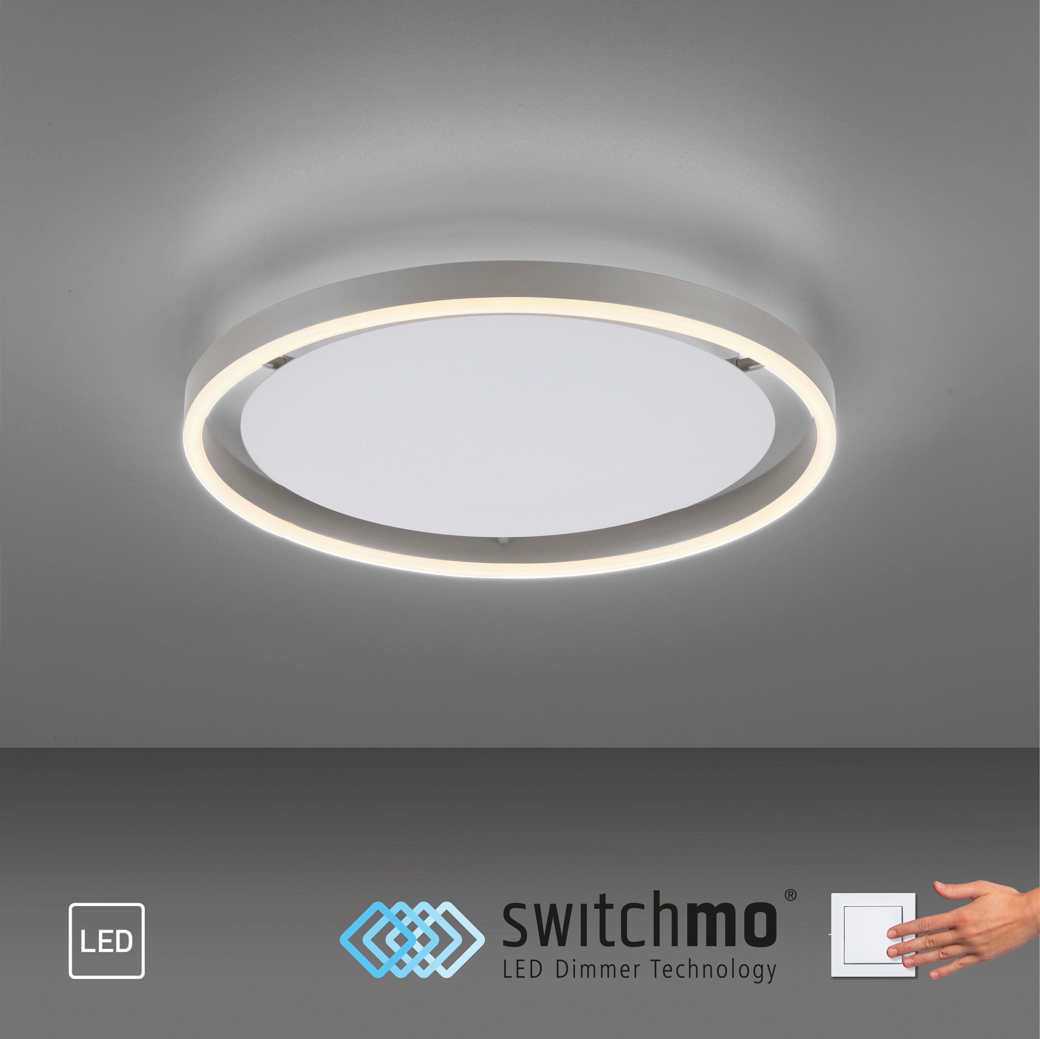 Warmweiß, fest LED, Direkt Switchmo Leuchten LED Deckenleuchte dimmbar, integriert, RITUS,