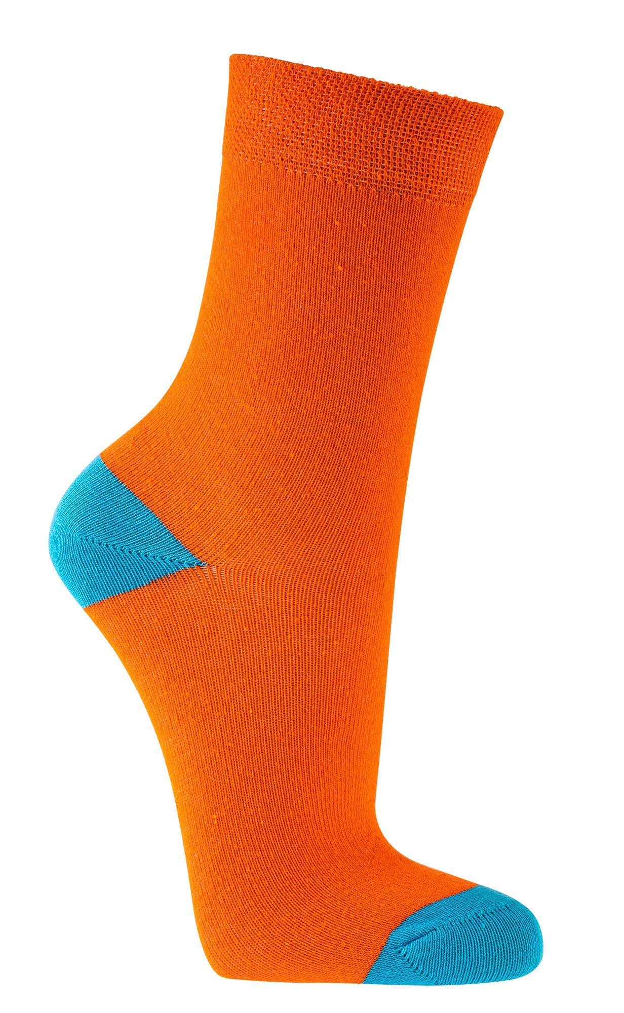 FussFreunde Socken 6 Paar Kinder Socken für Mädchen & Jungen, GUTE LAUNE FARBEN Orange