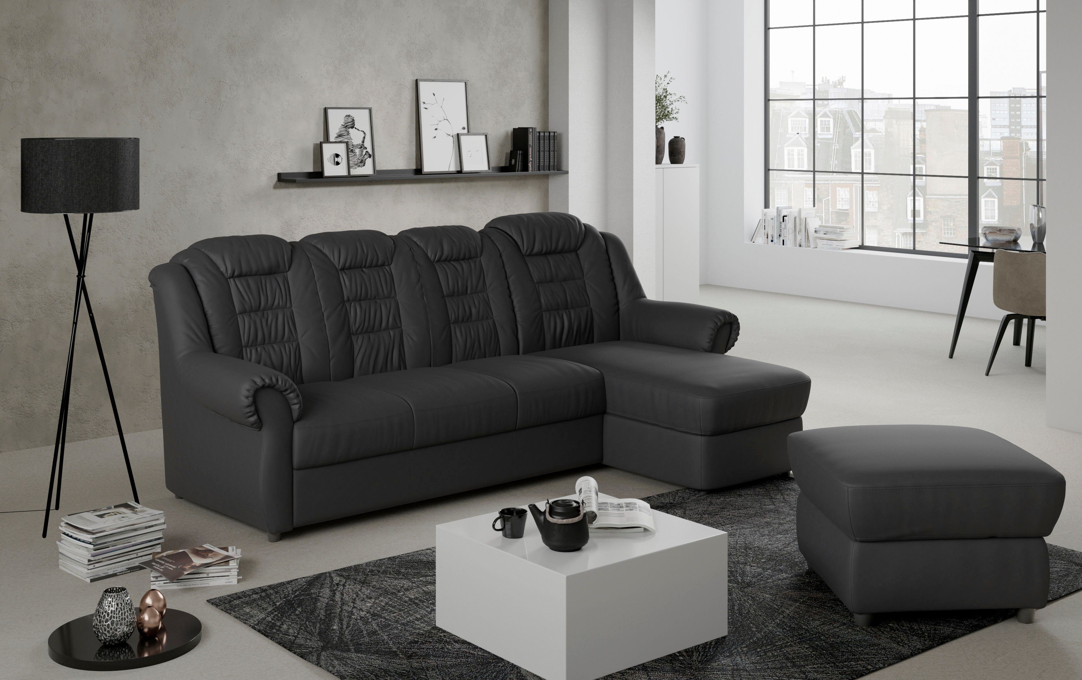 Home affaire Ecksofa Boston L-Form, Gemütliches Ecksofa mit hoher Rückenlehne in klassischem Design