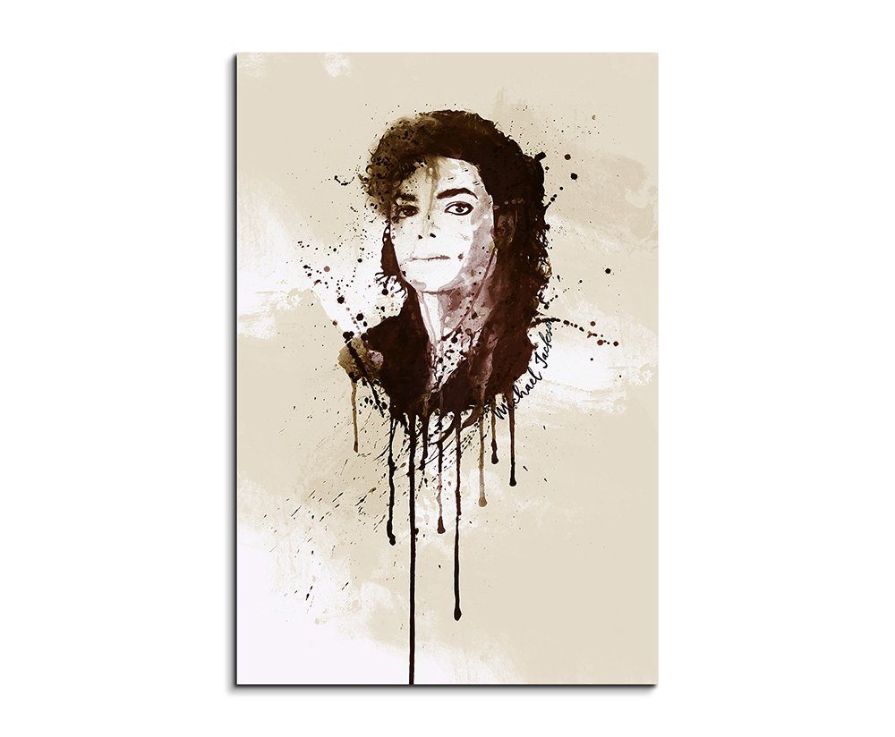 Sinus Art Leinwandbild Michael Jackson 90x60cm Aquarell Art Wandbild auf Leinwand fertig gerahmt Original Sinus Art