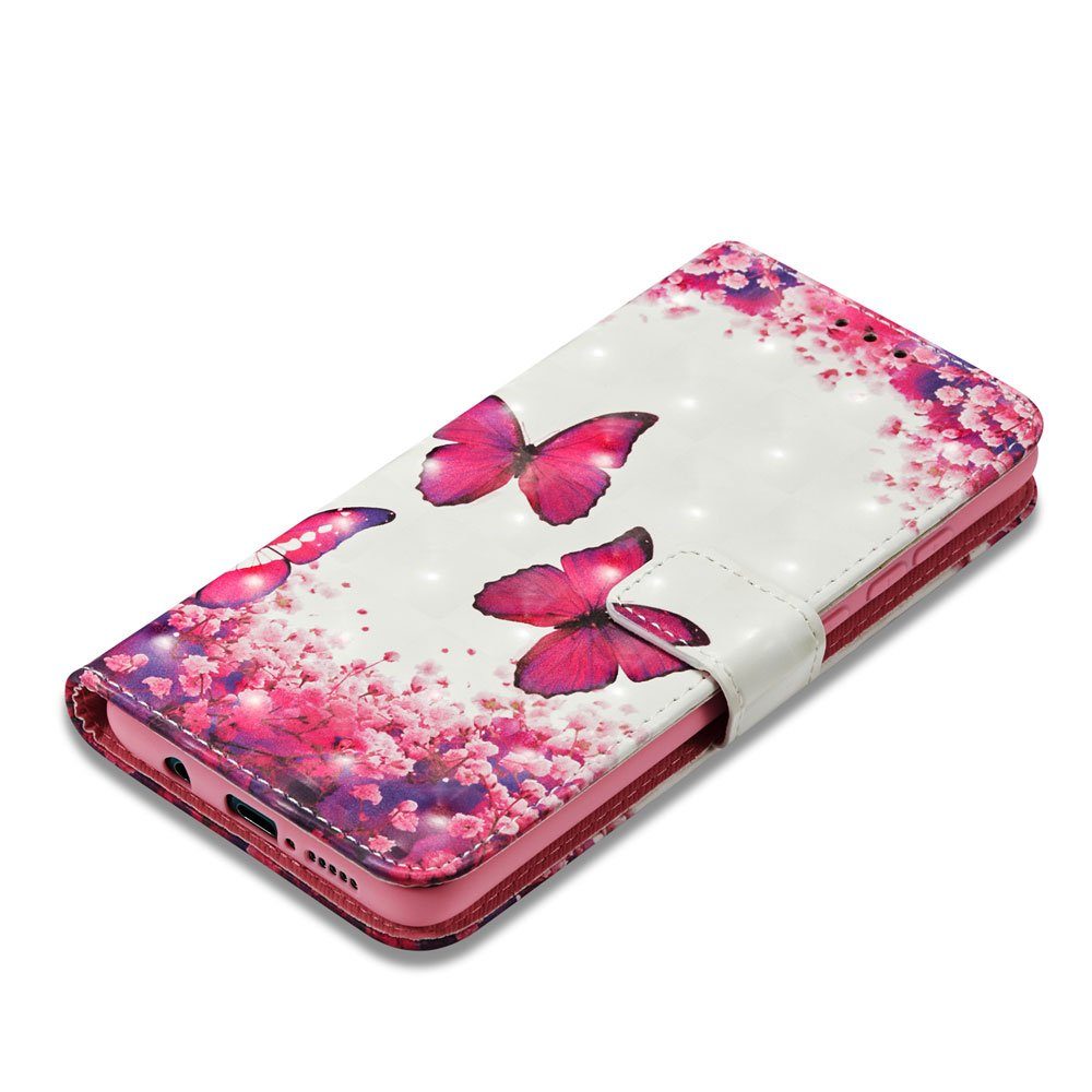 FITSU Handyhülle Handytasche für Xiaomi Redmi Note 8 Pro Hülle Schmetterling Motiv 6,53 Zoll, Case für Xiaomi Redmi Note 8 Pro Hülle, Handytasche mit Kartenfach