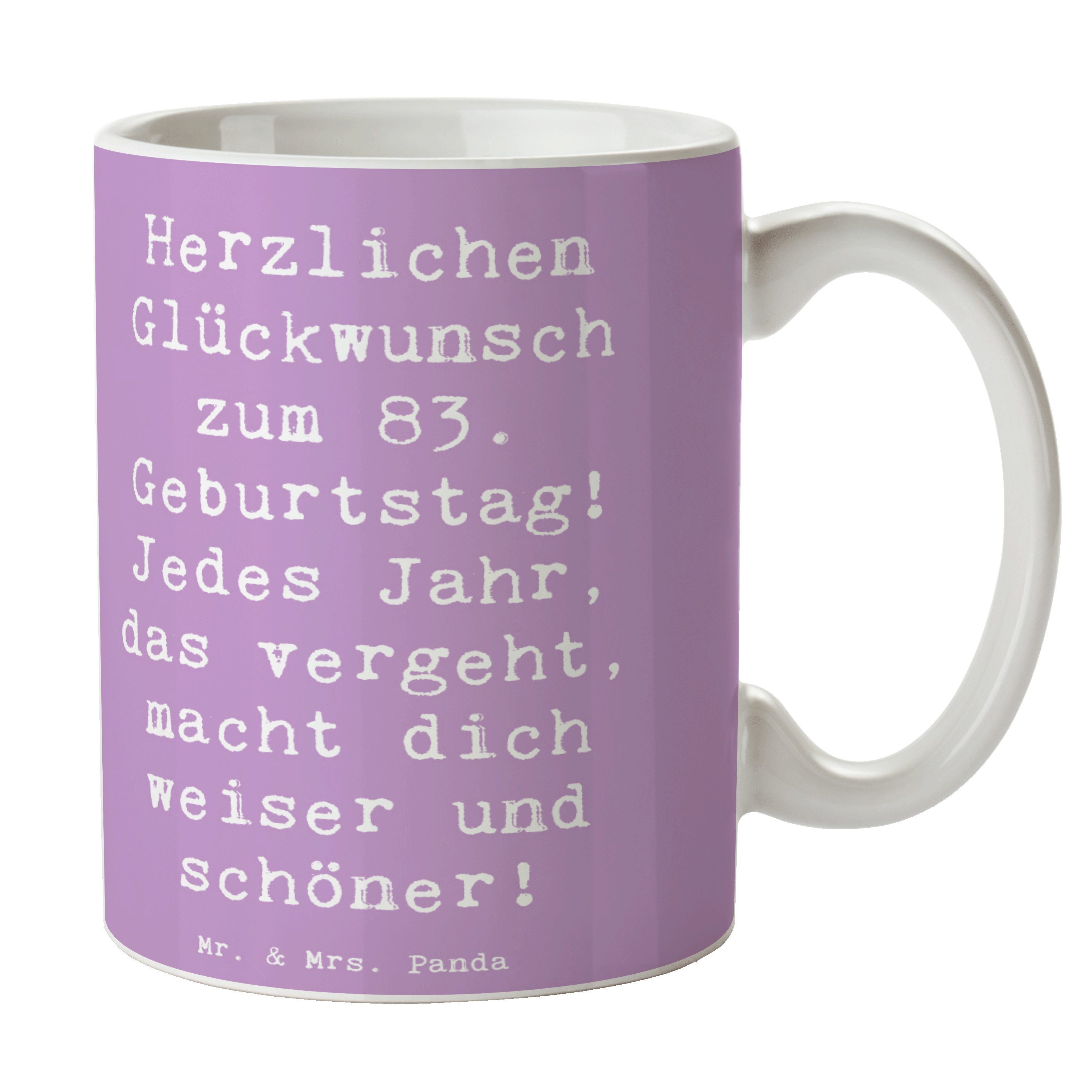 Mr. & Mrs. Panda Tasse Spruch 83. Geburtstag Classic, Kaffeetasse, Lavendeltraum, Happy Birt, Keramik, cappuccinotasse Frühstücksbecher Kakaotasse