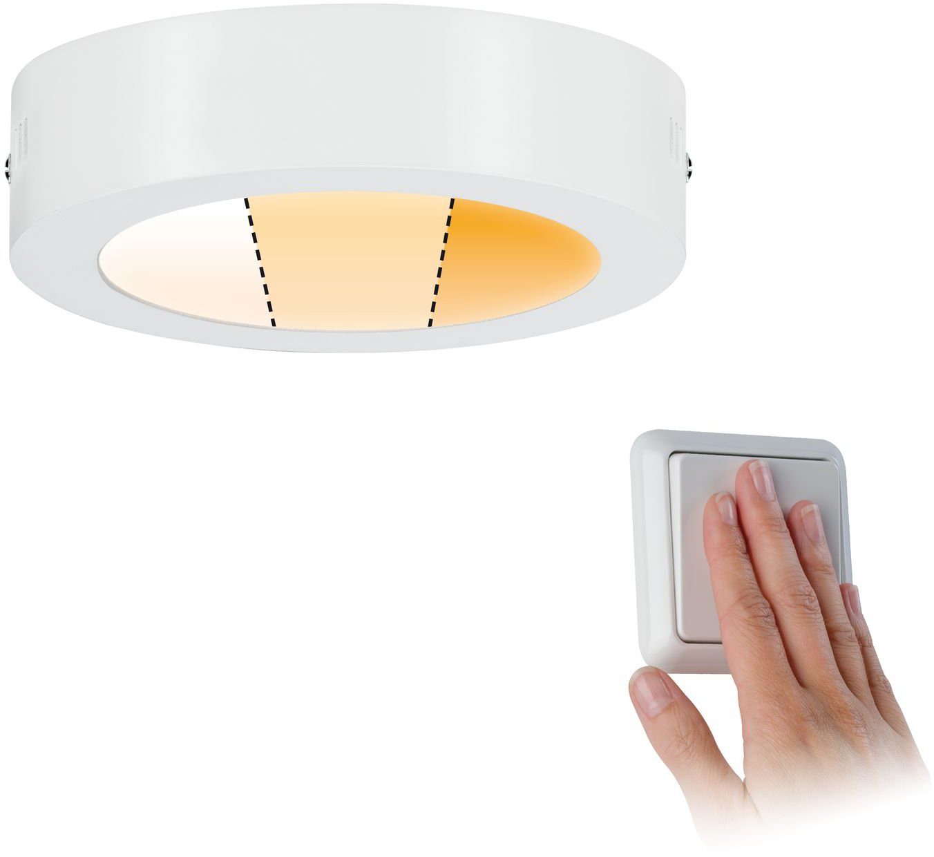 Carpo, in handelsüblichem Warmweiß, mehrere Mit Lichtschalter 3-Stufen Helligkeitsstufen, LED Deckenlampe, integriert, dimmbar LED Dimmfunktion, LED Paulmann fest Extra-Warmweiß, Deckenleuchte