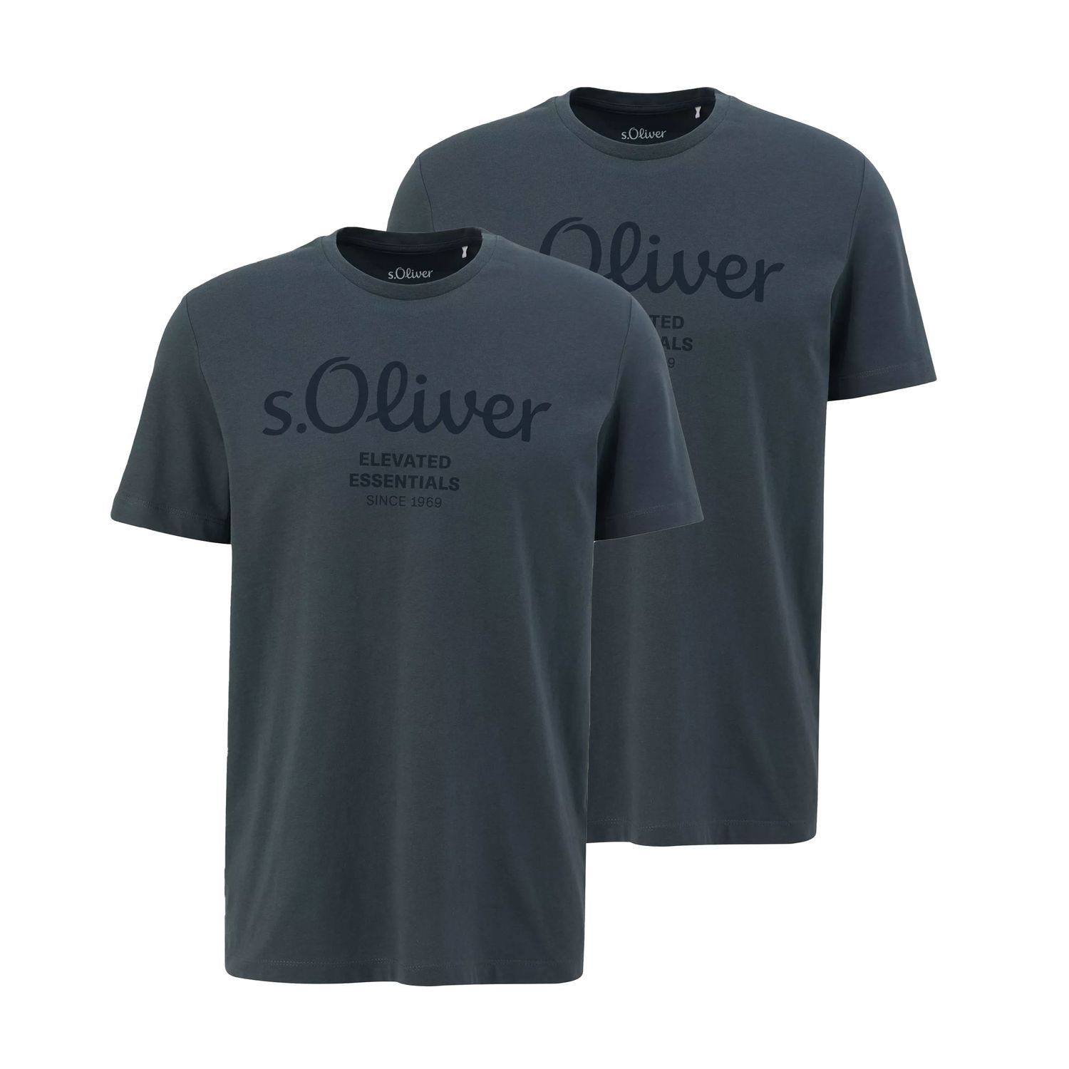 s.Oliver T-Shirt (2-tlg) mit Rundhals-Ausschnitt, kurzarm, Logo-Aufdruck im günstig online kaufen