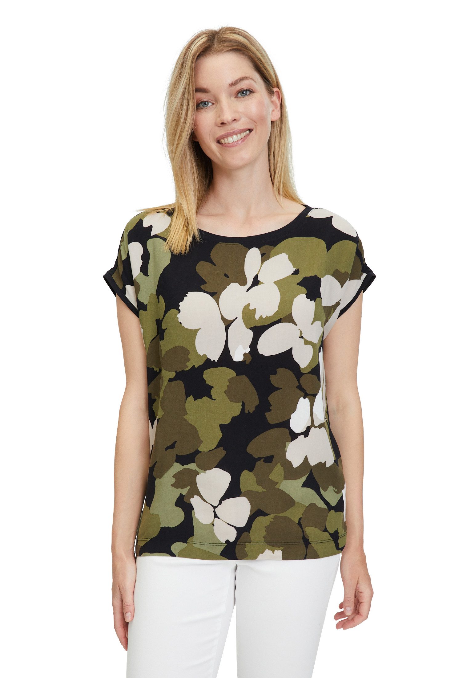 Betty&Co T-Shirt mit Blumenprint (1-tlg) Materialmix