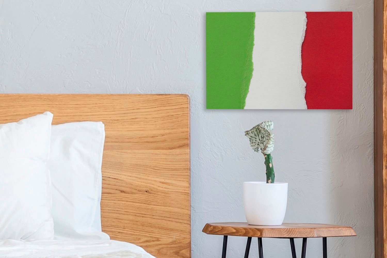 St), Leinwandbilder, Italien, 30x20 cm Gemalte Leinwandbild OneMillionCanvasses® Wanddeko, Wandbild Flagge von (1 Aufhängefertig,